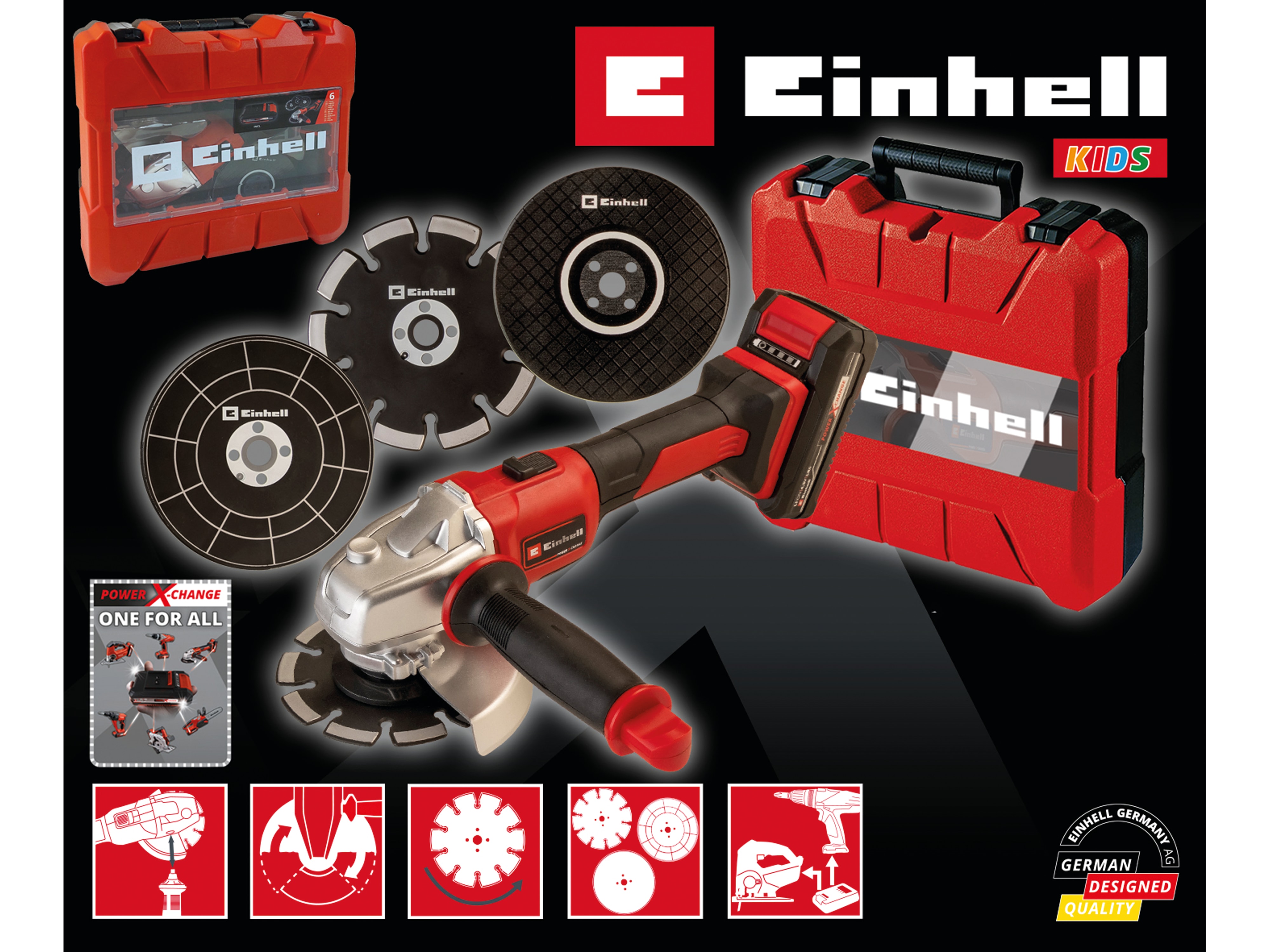 EINHELL KIDS Winkelschleifer Axxio, im Koffer, austauschbare Batterieeinheit EINHELL KIDS Winkelschleifer Axxio, im Koffer, austauschbare Batterieeinheit