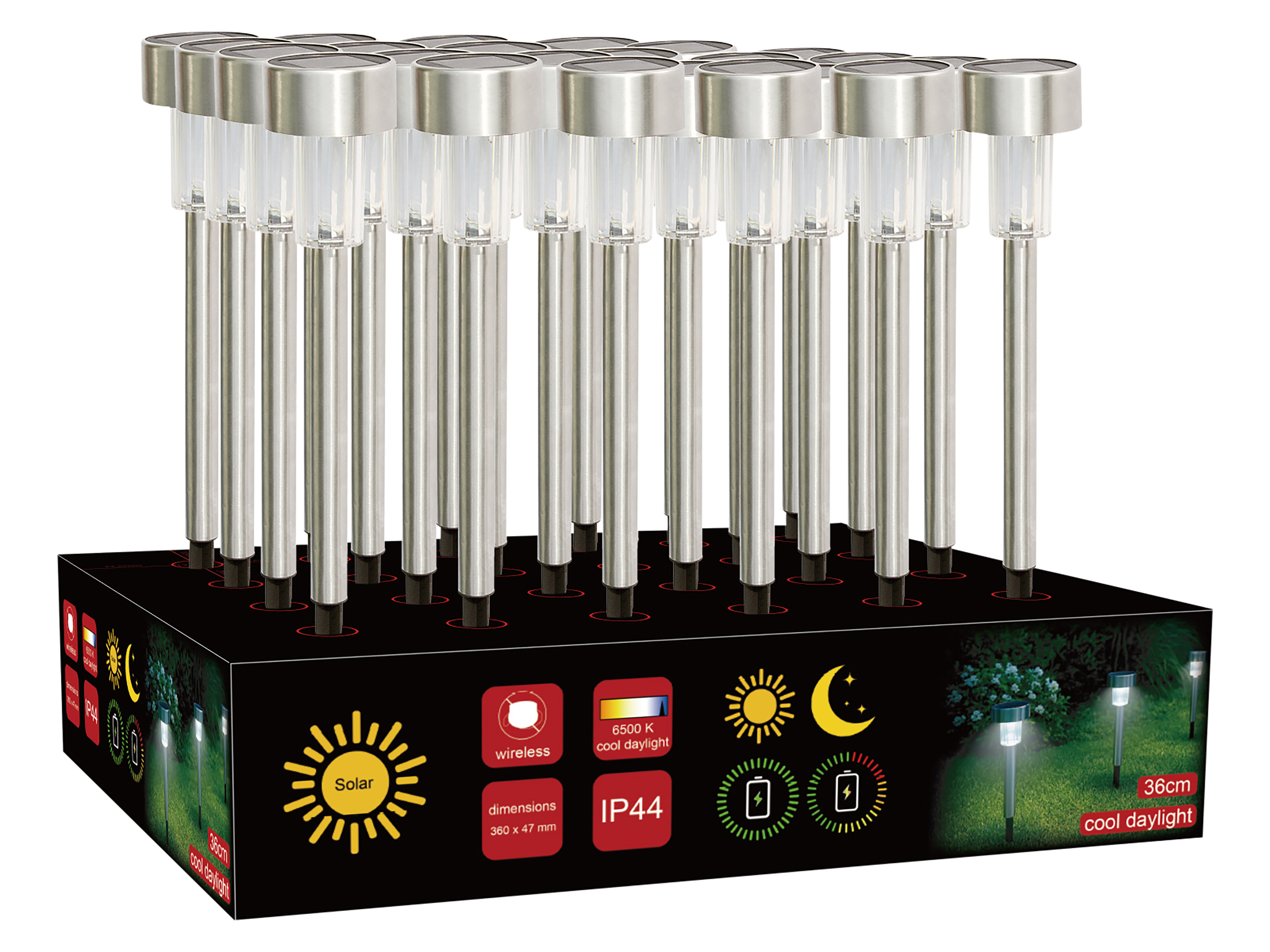 BLULAXA Solar LED-Gartenleuchte 51016, 6500K, IP44, stahlfarbig BLULAXA Solar LED-Gartenleuchte 51016, 6500K, IP44, stahlfarbig