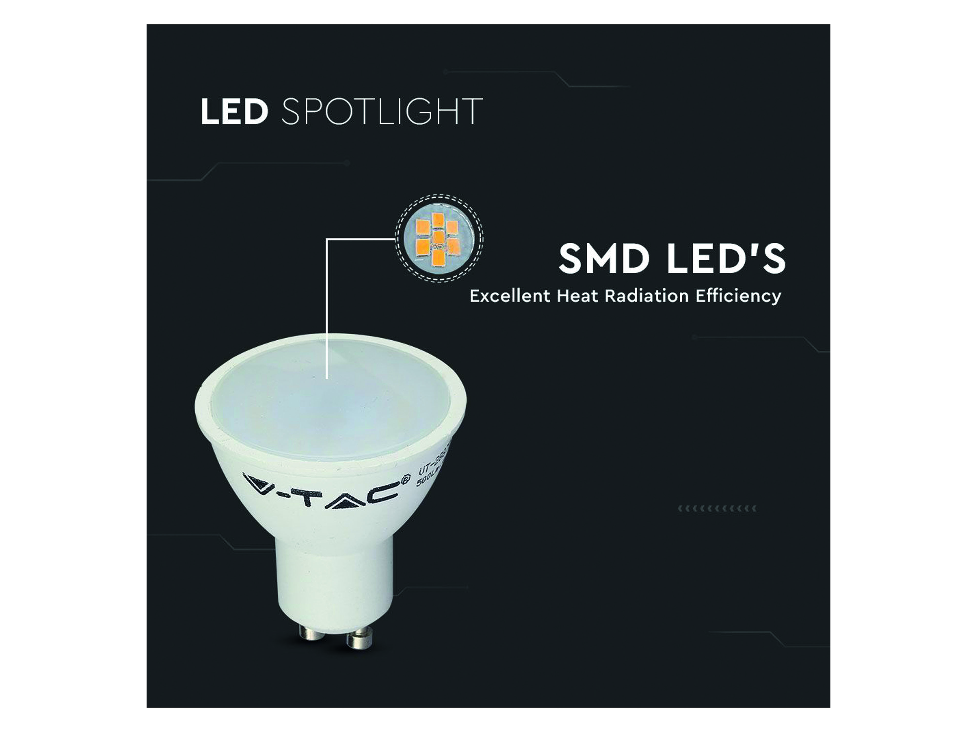 V-TAC LED-SMD-Lampe, PAR16, GU10, EEK: F, 4,5W, 400lm, 3000K V-TAC LED-SMD-Lampe, PAR16, GU10, EEK: F, 4,5W, 400lm, 3000K