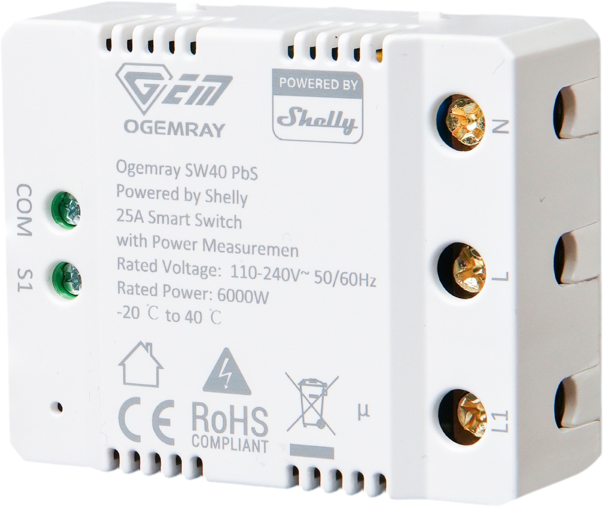 OGEMRAY Shelly Relais Smart Relay 25A SHELLY OGEMRAY Relais Smart Relay 25A