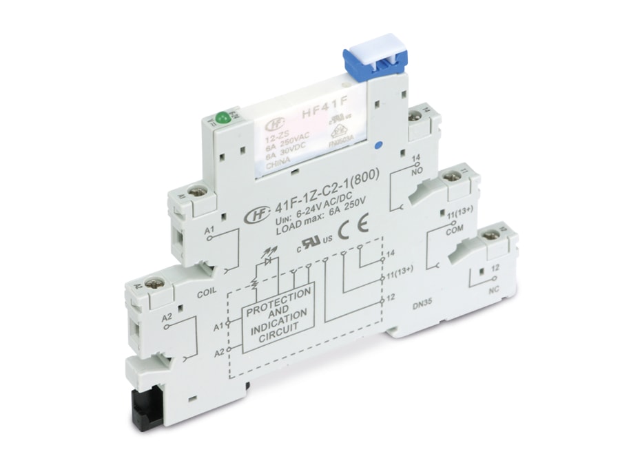 HONGFA Relaisbaustein 41F-1Z-C2-1 & HF41F/12-ZS, 12 V-/~ HONGFA Relaisbaustein 41F-1Z-C2-1 & HF41F/12-ZS, 12 V-/~