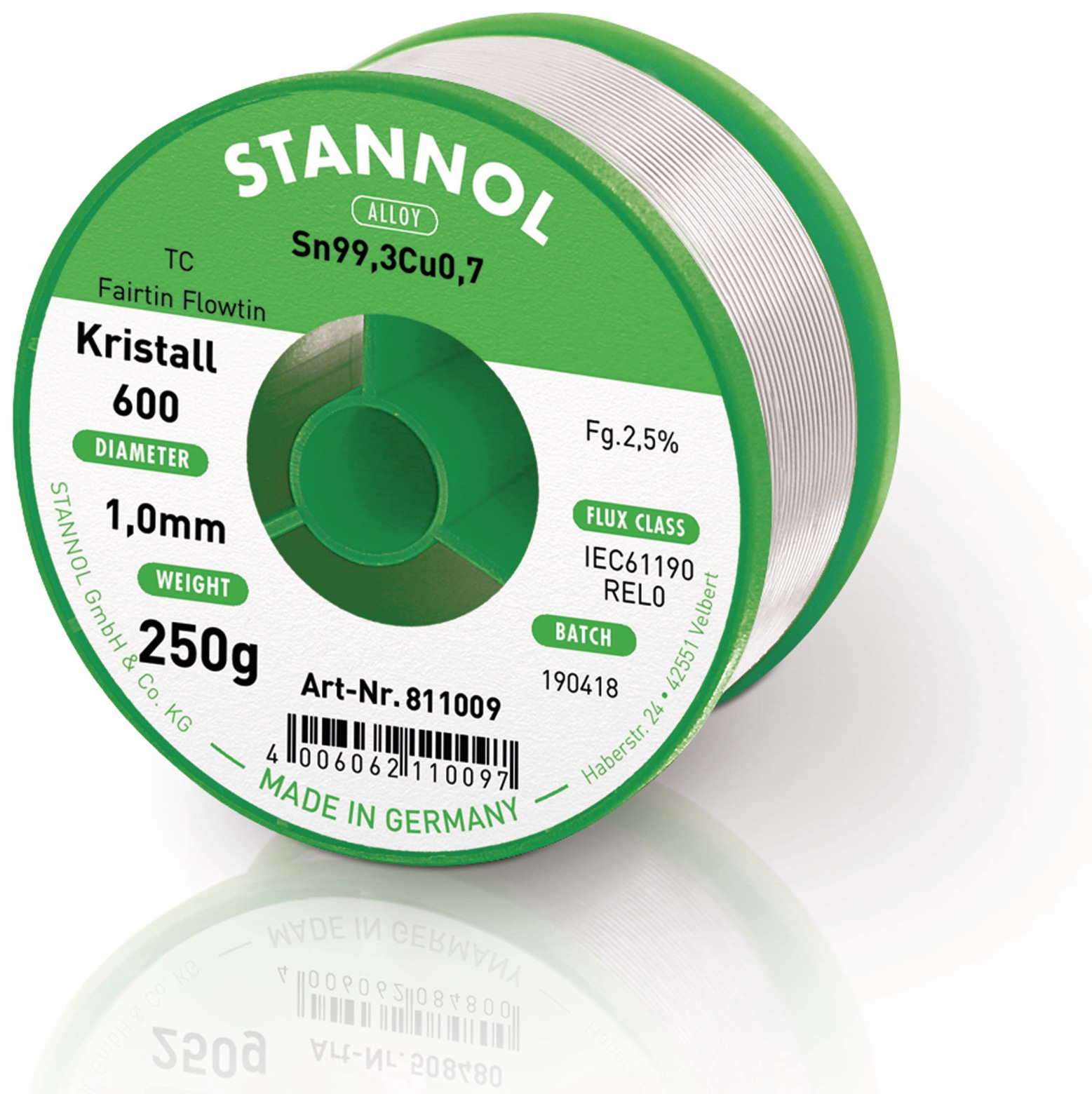 STANNOL Lötzinn Kristall 600 TC, 1,0 mm, 250 g STANNOL Lötzinn Kristall 600 TC, 1,0 mm, 250 g
