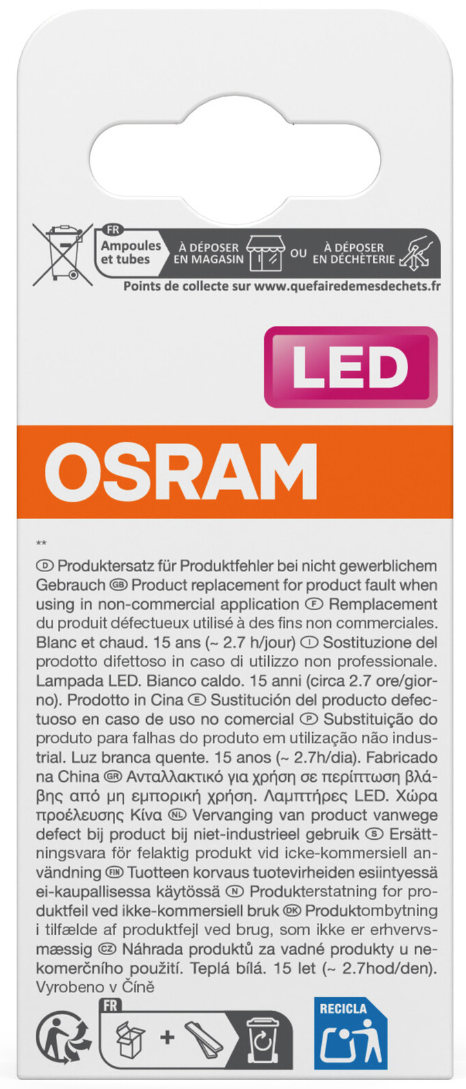 OSRAM LED-Lampe Retrofit, 3,4 W, E27, 2700 K, EEK:D, 470 lm, IP20, warmweiß OSRAM LED-Lampe Retrofit, 3,4 W, E27, 2700 K, EEK: D, 470 lm, IP20, warmweiß