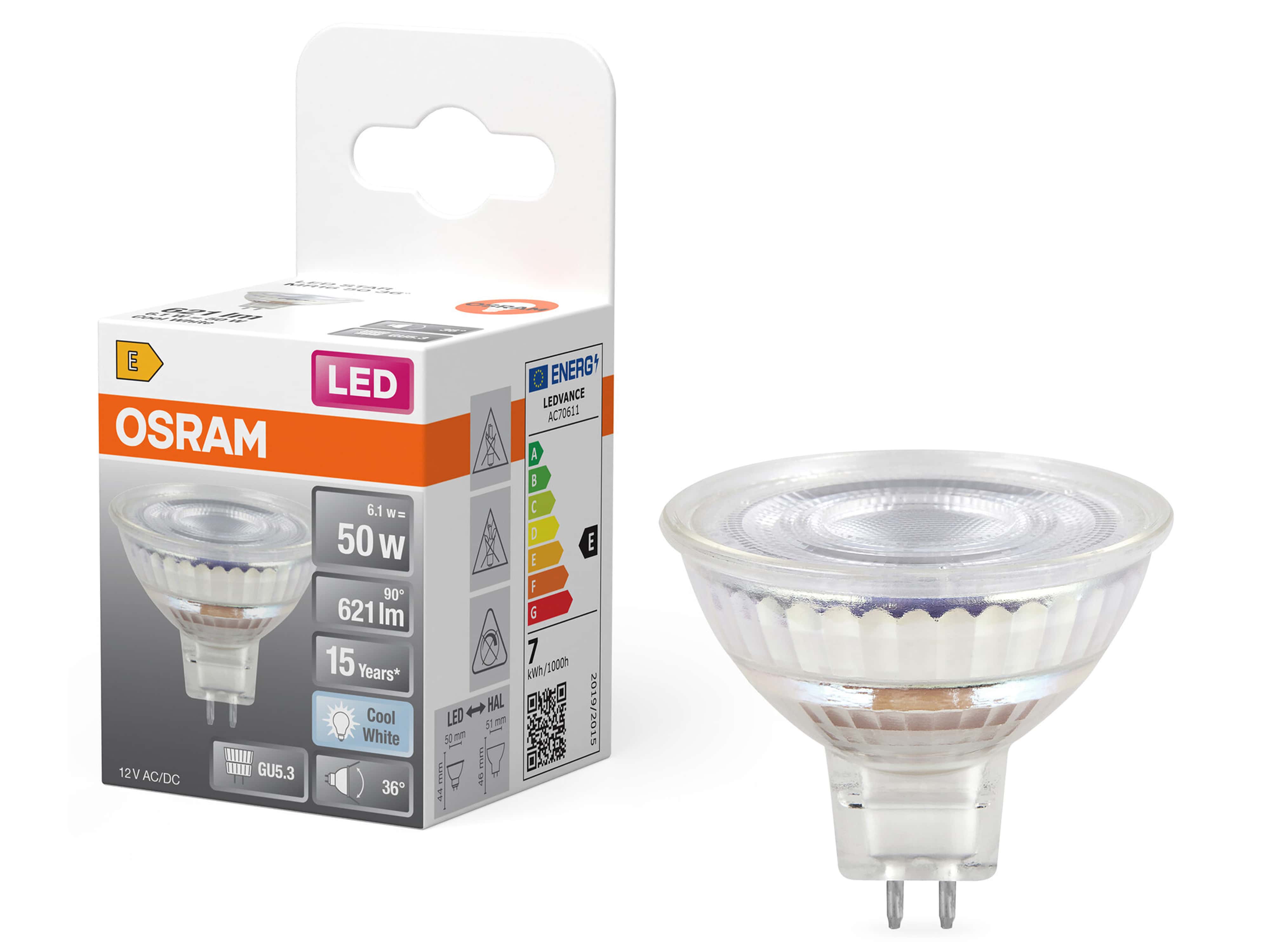 OSRAM LED-Lampe STAR, GU5.3, 6,1 W, 4000 K, EEK: E, 621 lm, IP20, neutralweiß OSRAM LED-Lampe STAR, GU5.3, 2,4 W, 4000 K, EEK: E, 230 lm, IP20, neutralweiß