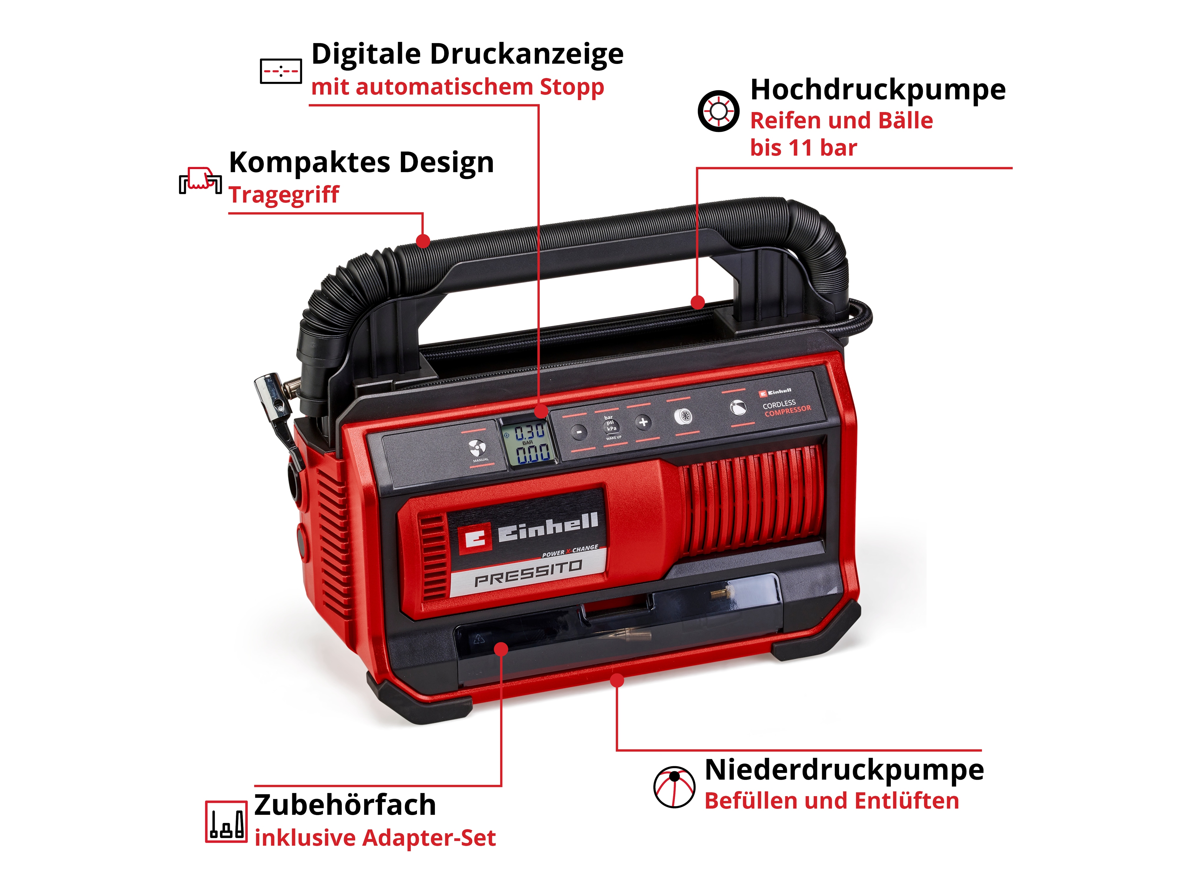EINHELL Akku-Kompressor PRESSITO 18/25