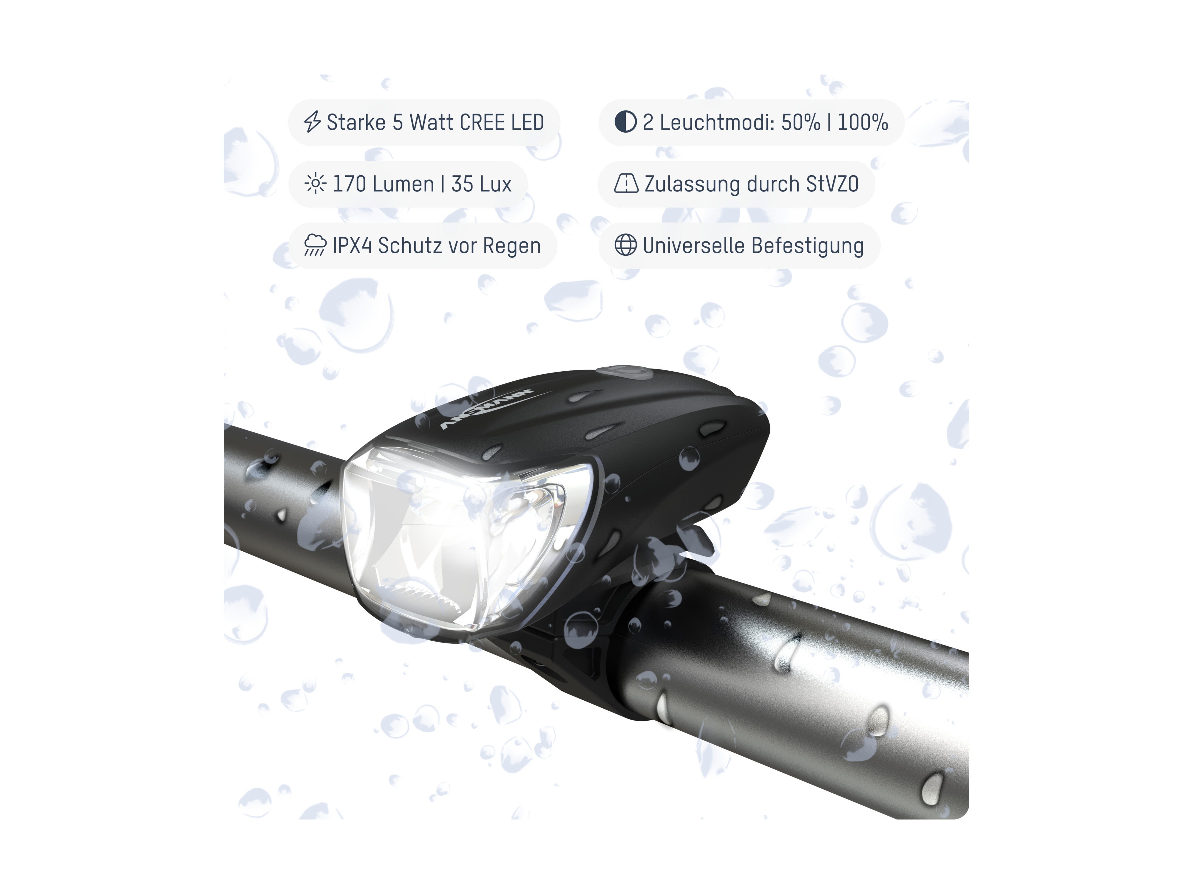 ANSMANN LED-Fahrrad-Beleuchtungs-Set, 1600-0254 ANSMANN LED-Fahrrad-Beleuchtungs-Set, 1600-0254
