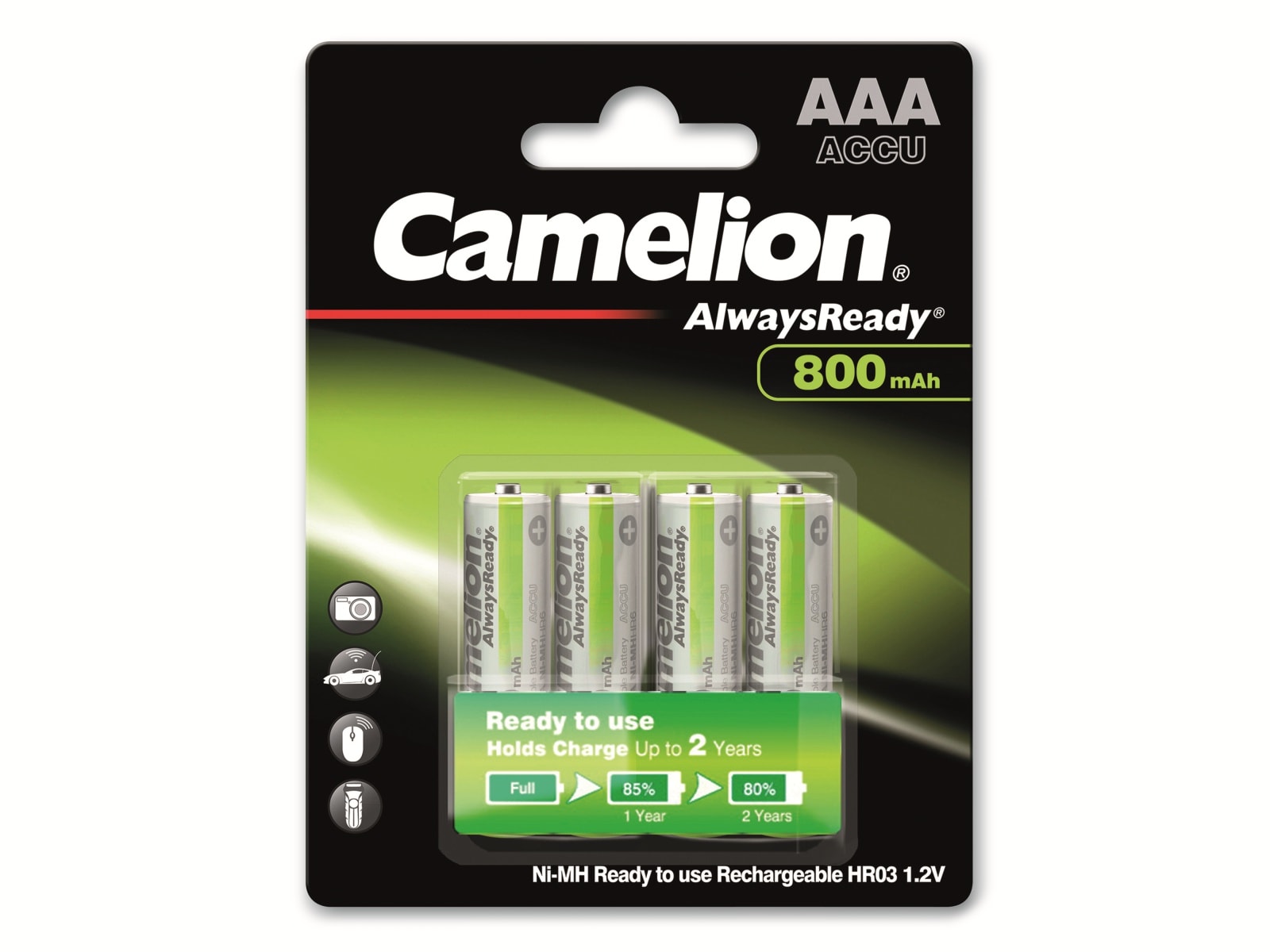 CAMELION NiMH-Micro-Akku AlwaysReady, 800 mAh, 4 Stück CAMELION NiMH-Micro-Akku AlwaysReady, 800 mAh, 4 Stück
