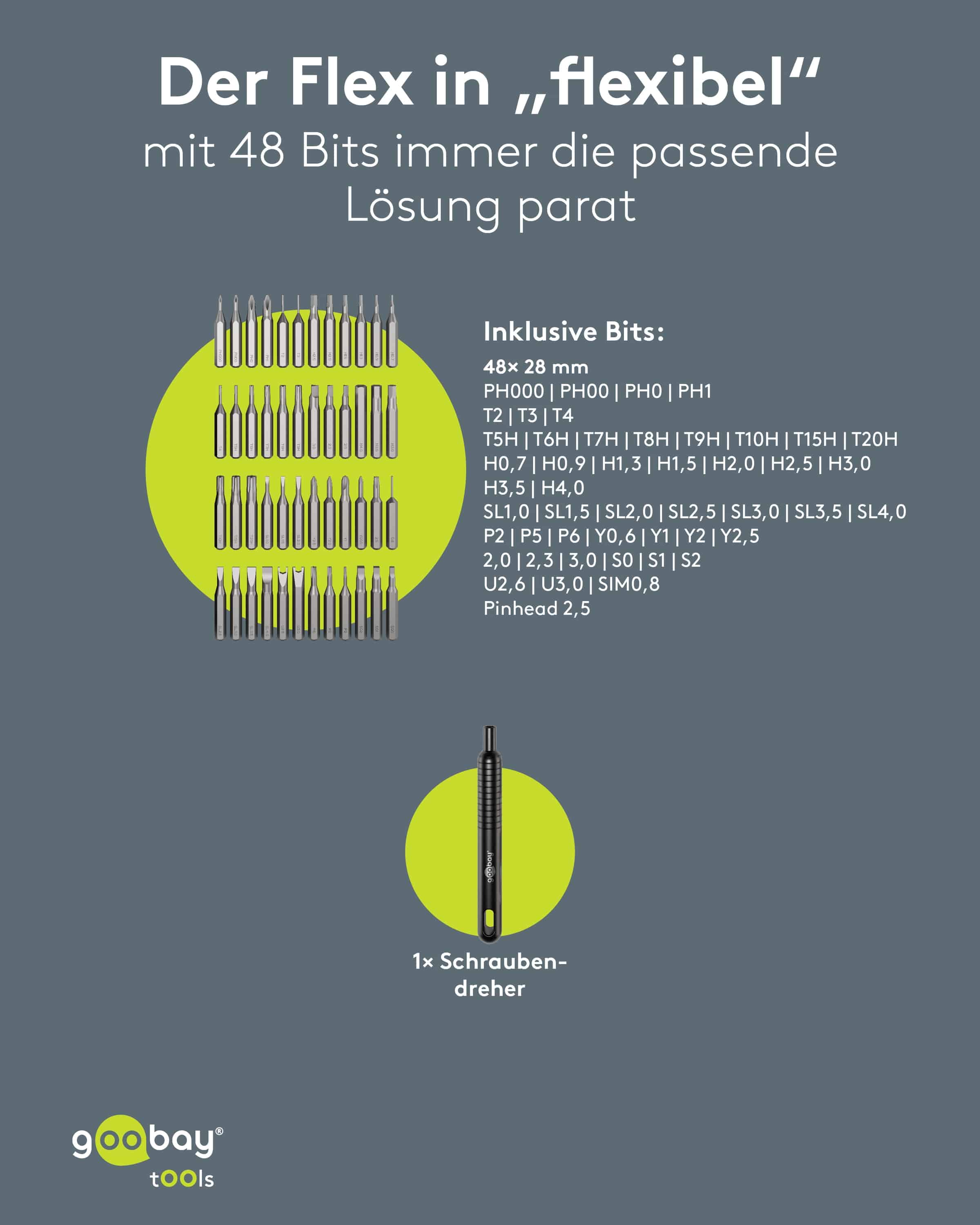 GOOBAY TOOLS Schraubendreher-Set, 77835, mit 48-tlg. Präzisions-Bitsatz GOOBAY TOOLS Schraubendreher-Set, 77835, mit 48-tlg. Präzisions-Bitsatz