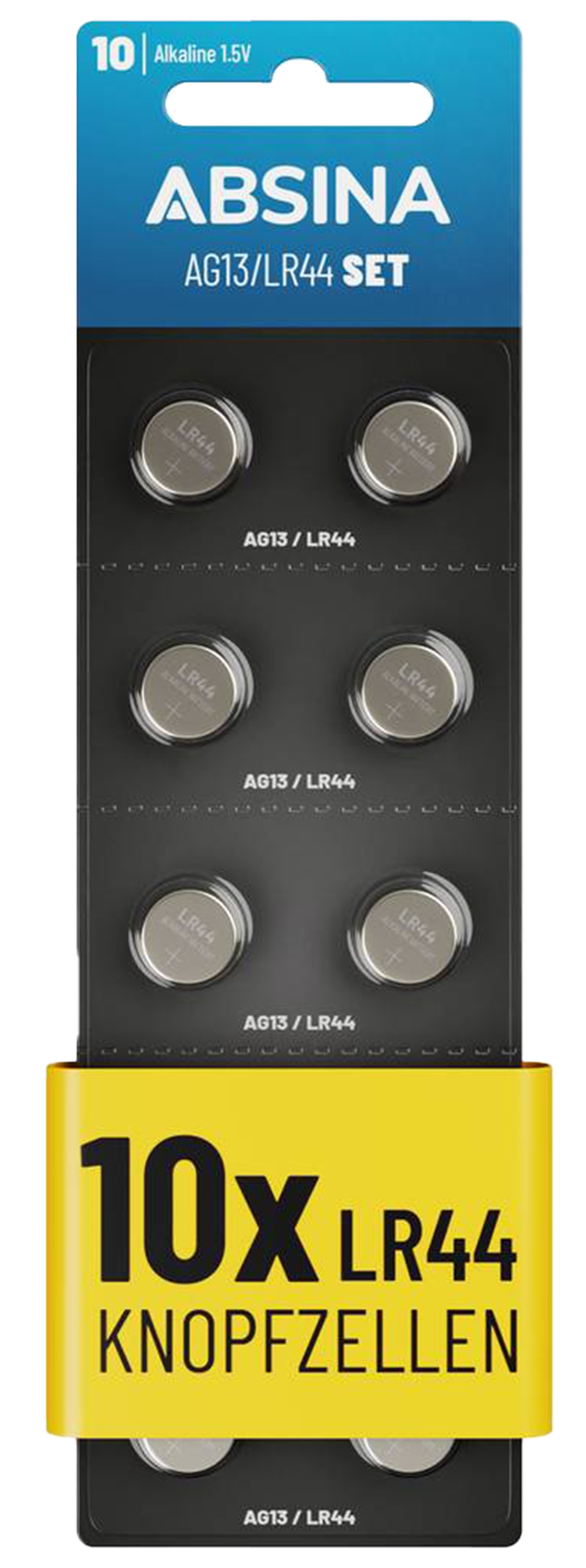 ABSINA Knopfzellen-Set AG13 / LR44, 10-teilig ABSINA Knopfzellen-Set AG13 / LR44, 10-teilig