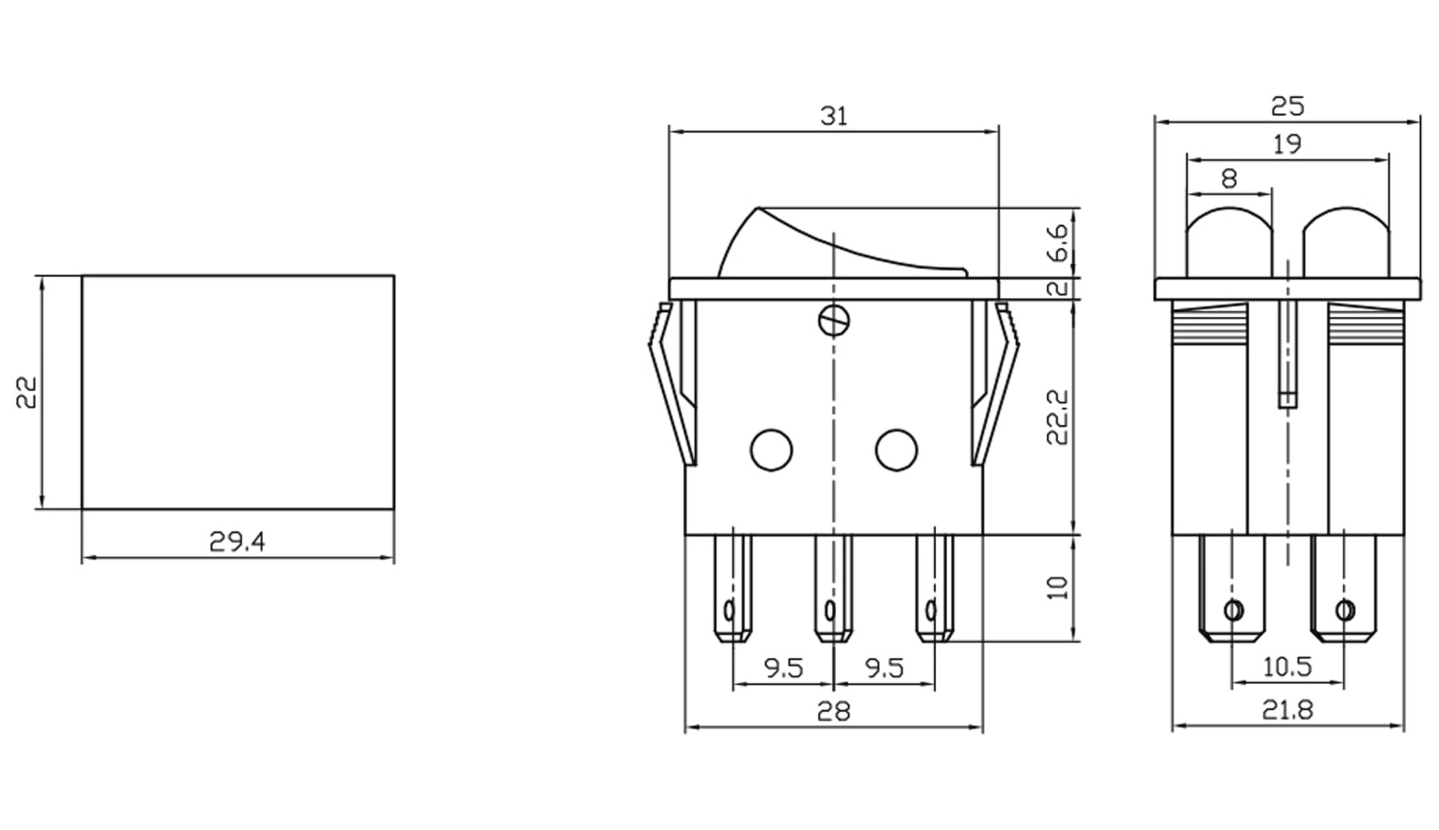 Kontroll-Wippenschalter IRS-2101-3C3 Kontroll-Wippenschalter IRS-2101-3C3