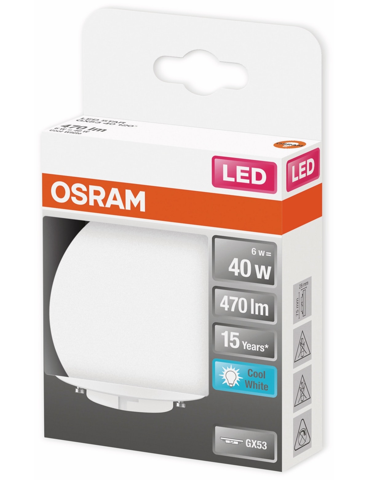 OSRAM LED-Lampe, GX53, 4,9 W, 470 lm, 4000 K OSRAM LED-Lampe, GX53, 4,9 W, 470 lm, 4000 K