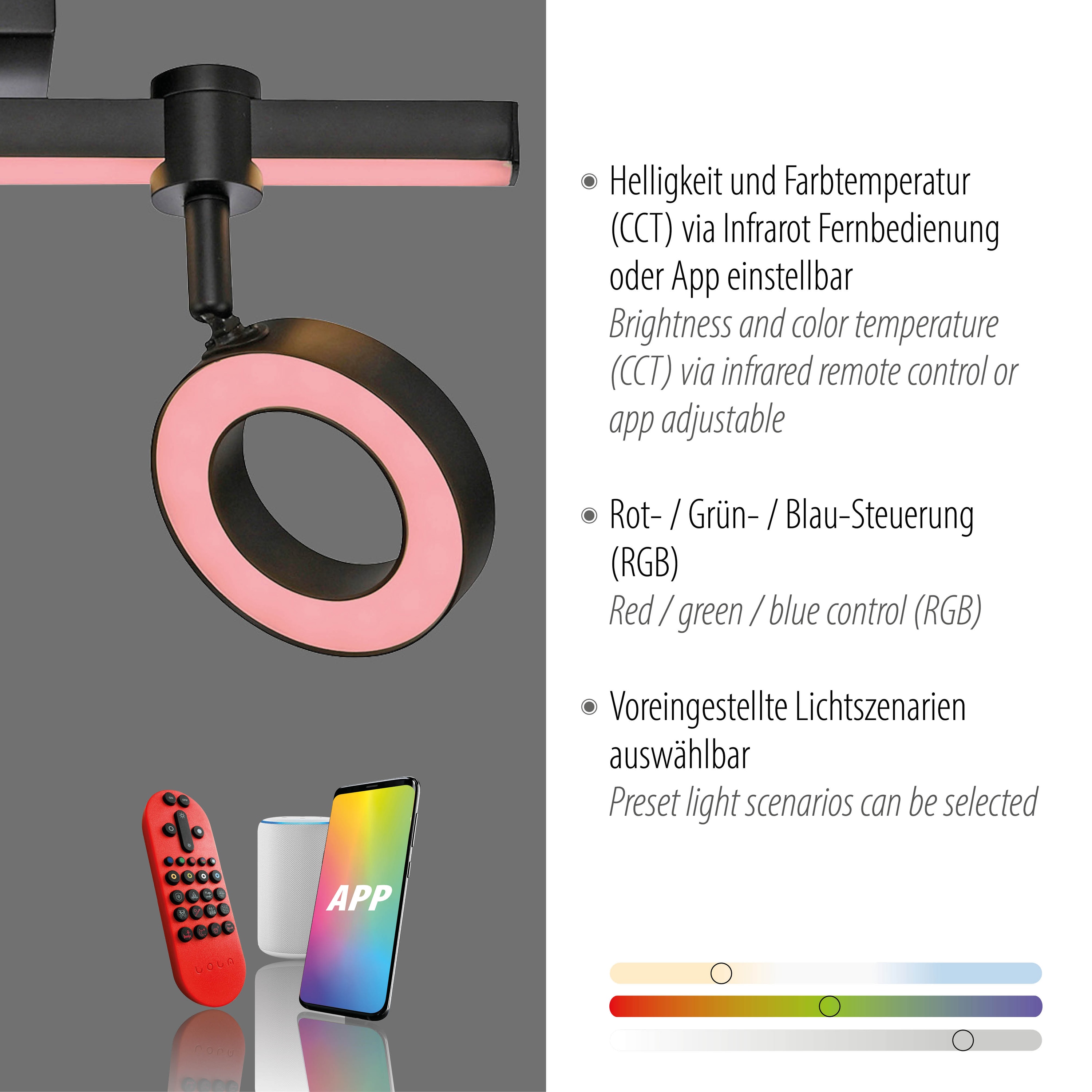 JUST LIGHT LED-Deckenleuchte 12075-18 schwarz, 10,5 W, 1300 lm, CCT, RGB, Smart Home JUST LIGHT LED-Deckenleuchte 12075-18 schwarz, 10,5 W, 1300 lm, CCT, RGB, Smart Home