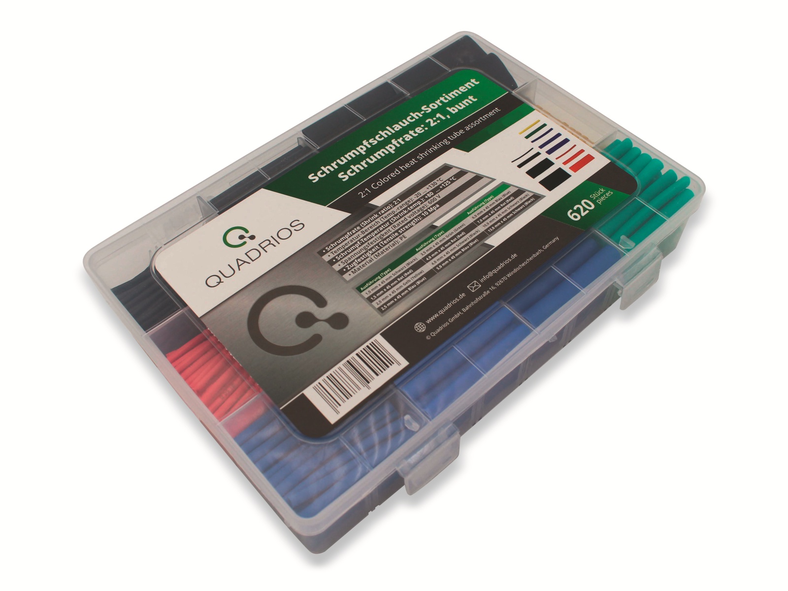 QUADRIOS Schrumpfschlauch-Set, 2103CA001, 2:1, Bunt, PE QUADRIOS Schrumpfschlauch-Set, 2103CA001, 2:1, Bunt, PE