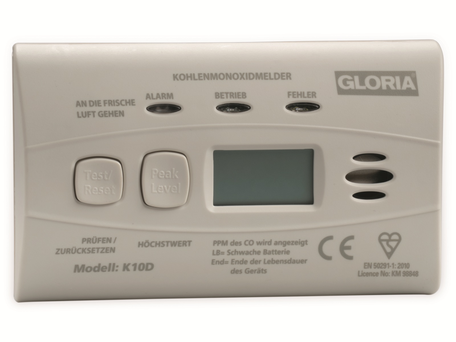 GLORIA Kohlenmonoxid-Melder K10D, mit Display GLORIA Kohlenmonoxid-Melder K10D, mit Display