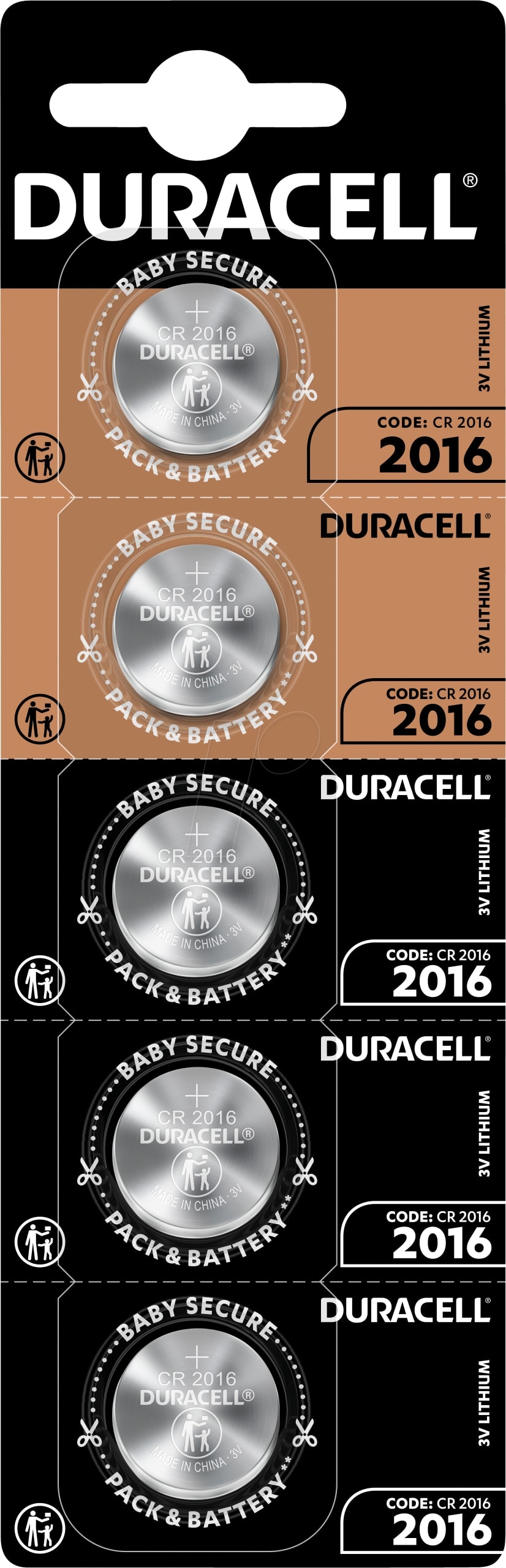 DURACELL Knopfzelle CR2016, Lithium, 3 V, 110mAh, 5 Stück DURACELL Knopfzelle CR2016, Lithium, 3 V, 110mAh, 5 Stück