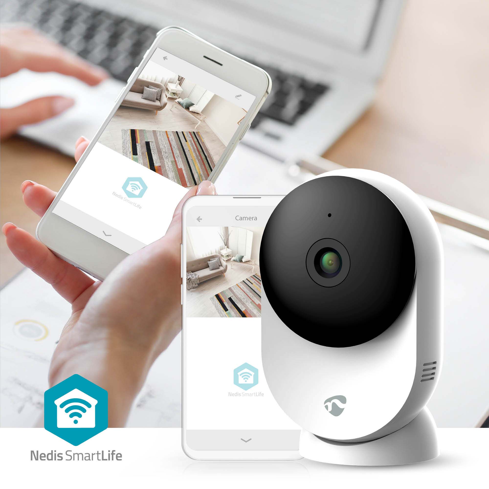 NEDIS Weisser Überwachungskamera SmartLife, WIFICI12CWT, Innen, Wi-Fi, weiß NEDIS Überwachungskamera SmartLife, WIFICI12CWT, Innen, Wi-Fi, weiß