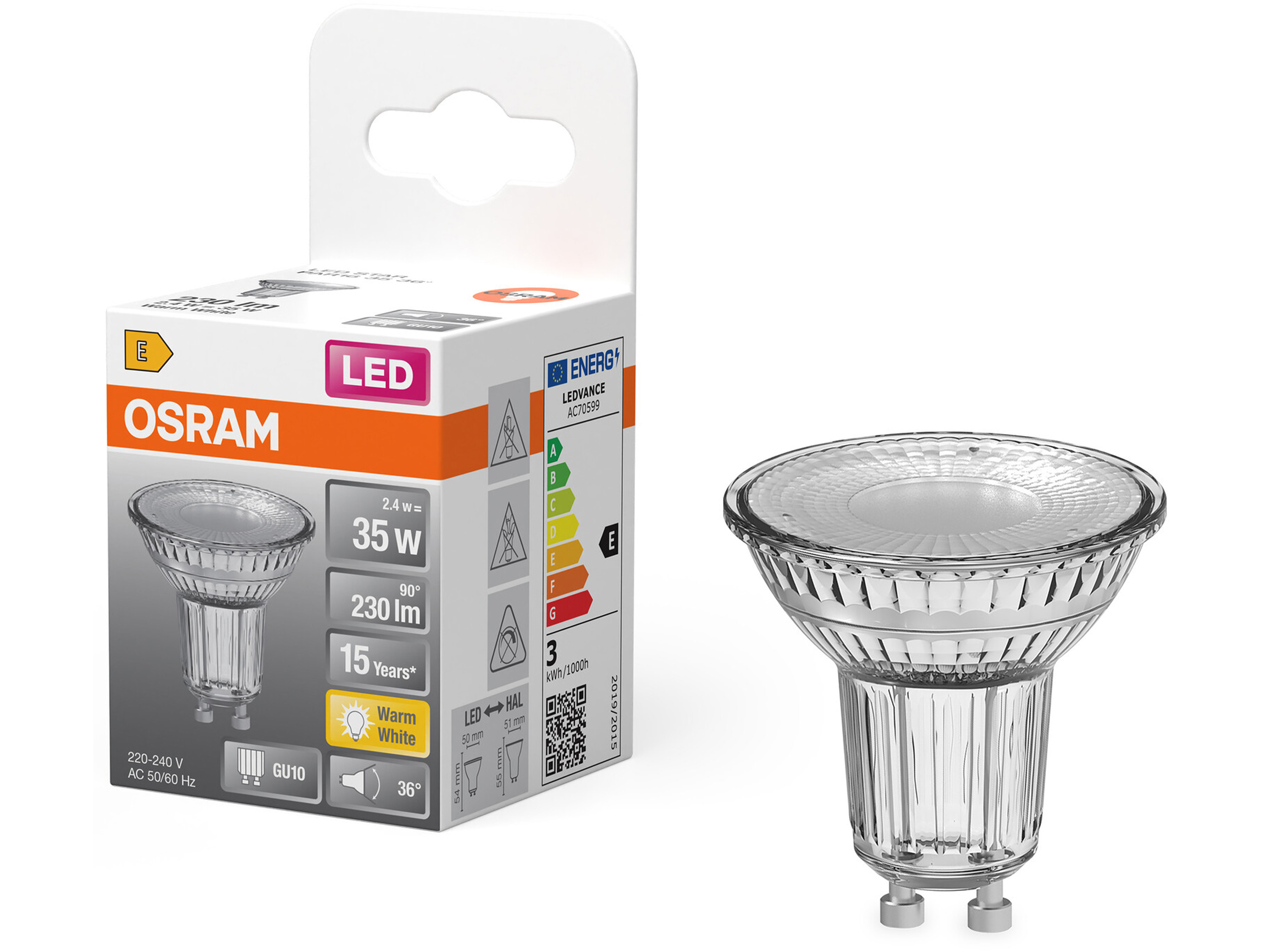 OSRAM LED-Lampe STAR, GU10, 2,4 W, 2700 K, EEK: E, 230 lm, IP,10 warmweiß OSRAM LED-Lampe STAR, GU10, 2,4 W, 2700 K, EEK: E, 230 lm, IP,10 warmweiß