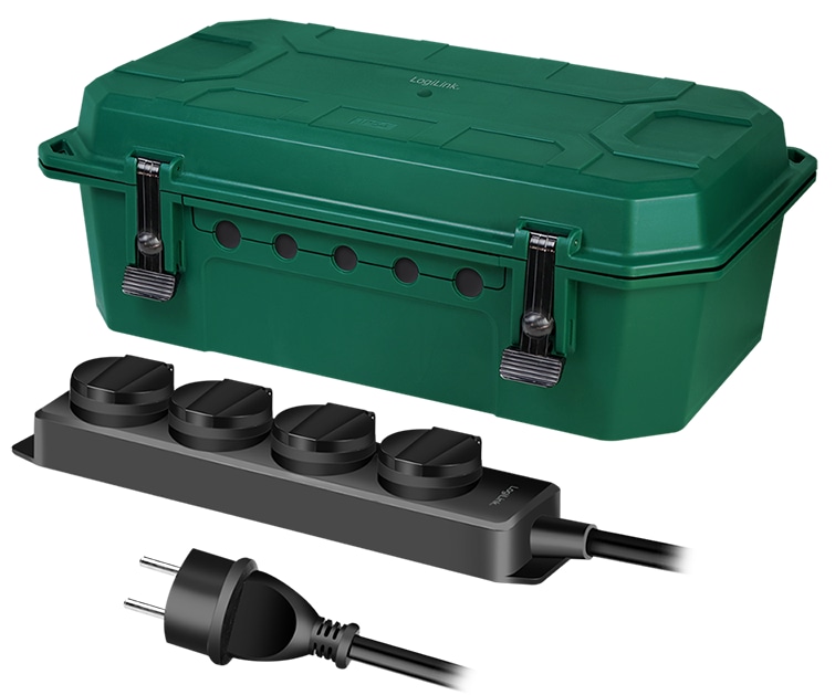 LOGILINK Kabelschutzbox LPS284, 4-fach, Steckerleiste, IP54, grün LOGILINK Kabelschutzbox LPS284, 4-fach, Steckerleiste, IP54, grün