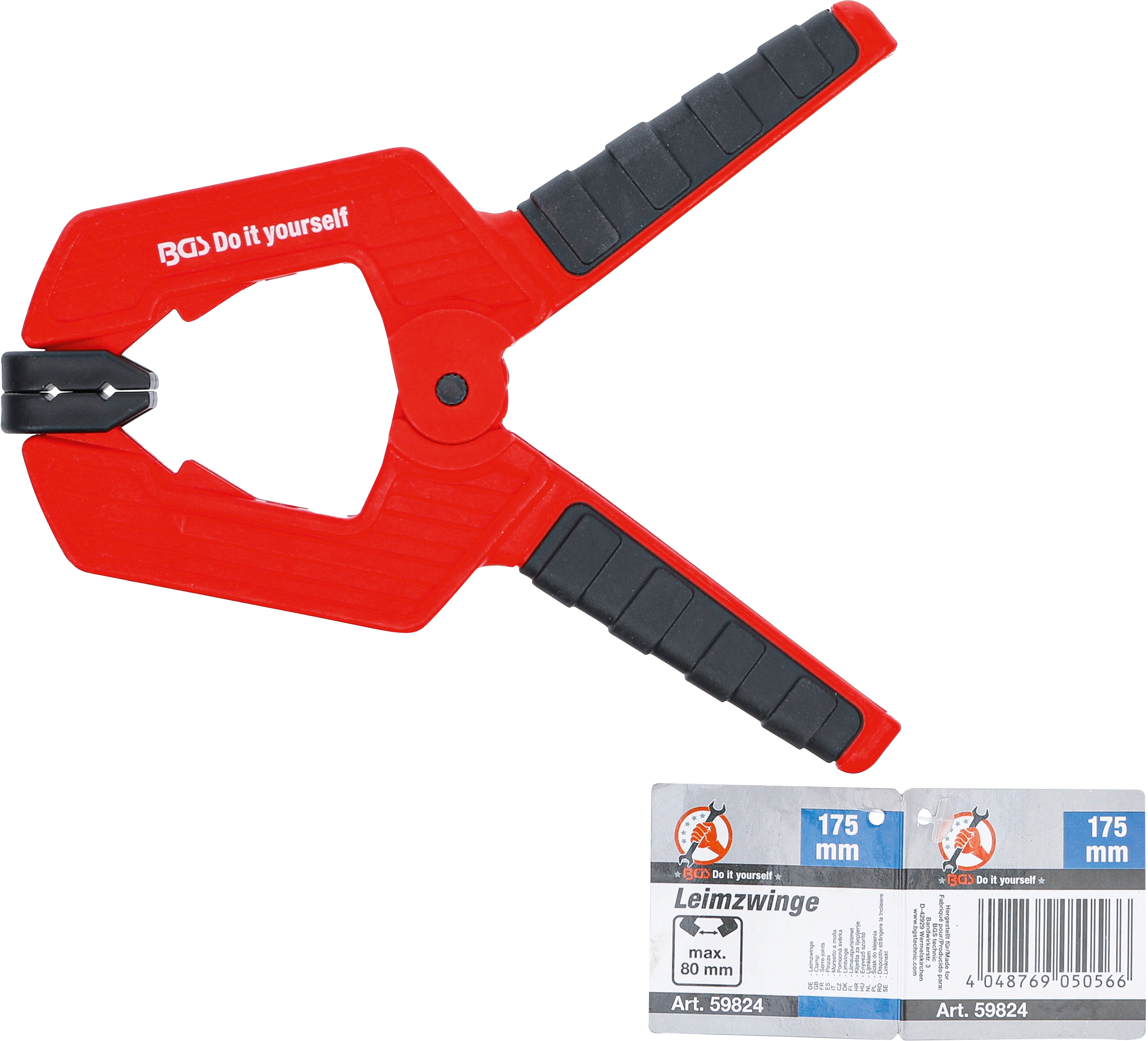 BGS TECHNIC Leimzwinge 59824, 175 mm, rot/schwarz BGS TECHNIC Leimzwinge 59824, 175 mm, rot/schwarz