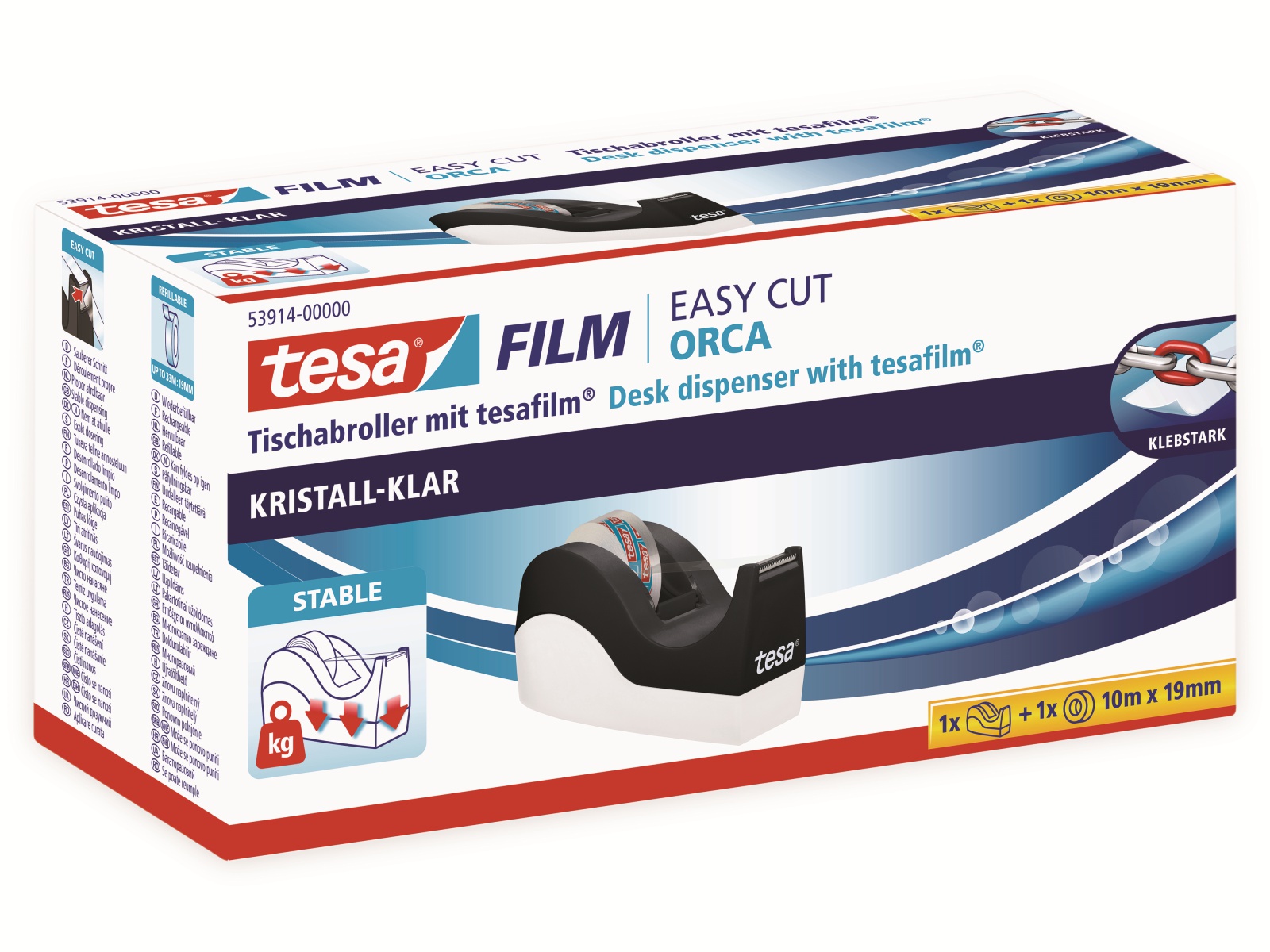 TESA film® Tischabroller Orca + film® kristall-klar, 1 Rolle 10m:19mm, 53914-00000-00 TESA film® Tischabroller Orca + film® kristall-klar, 1 Rolle 10m:19mm, 53914-00000-00