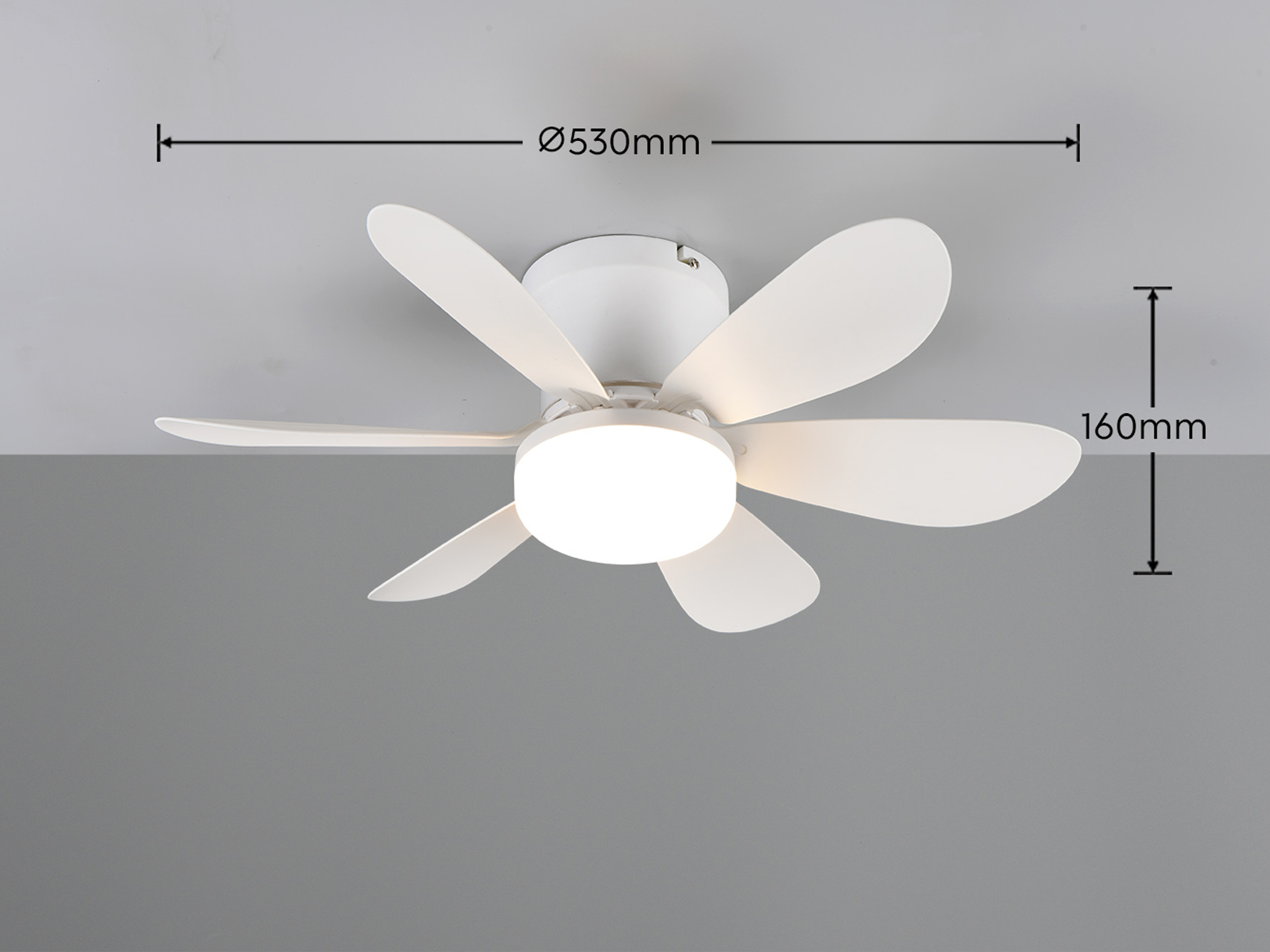 REALITY LED-Deckenleuchte mit Ventilator Lund R67462131, 20W, 2700... 6500K, 850lm, CCT, IP20, weiß