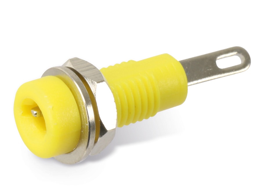 Zwerg-Einbaubuchse 2 mm, gelb Zwerg-Einbaubuchse 2 mm, gelb