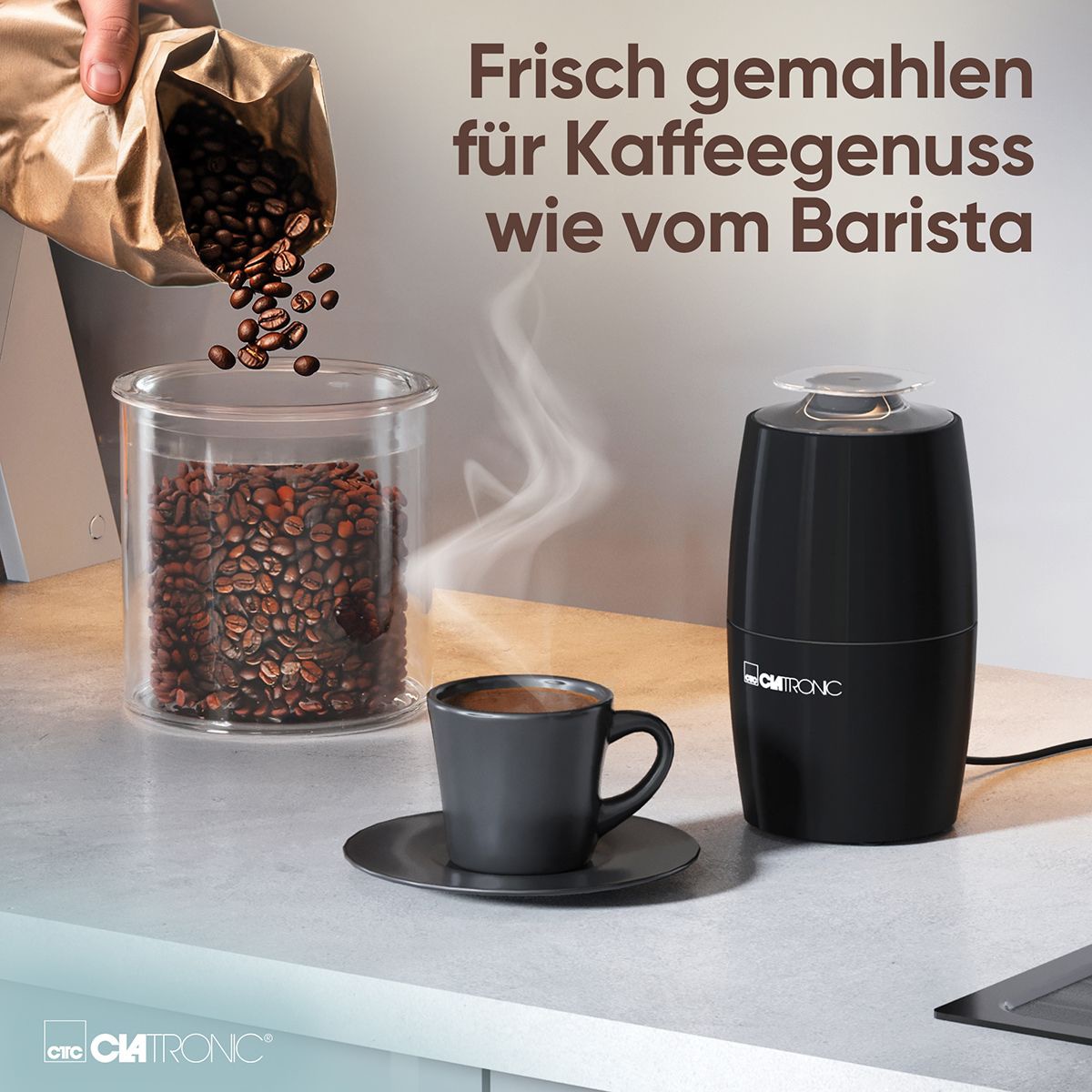 CLATRONIC Kaffeemühle elektrisch, Edelstahl-Schlagmesser, 150 W CLATRONIC Kaffeemühle elektrisch, Edelstahl-Schlagmesser, 150 W