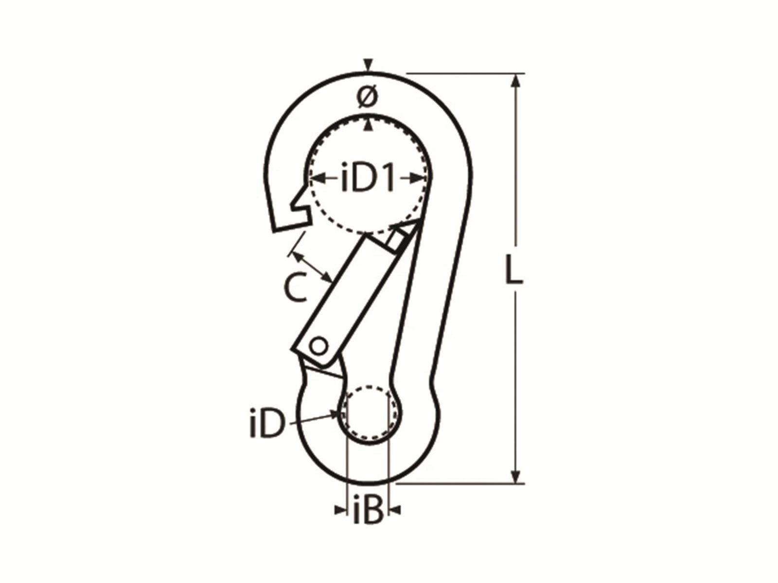 MARINETECH Karabinerhaken, Edelstahl A4, 5x50 mm, mit Sicherheitsmutter, 4 Stück MARINETECH Karabinerhaken, Edelstahl A4, 5x50 mm, mit Sicherheitsmutter, 4 Stück