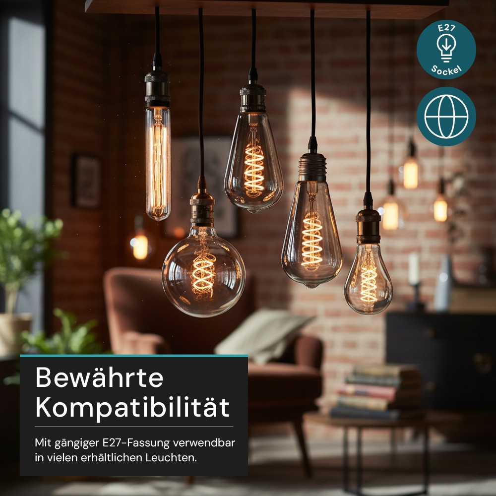 LUXULA LED-Filament-Lampe, SPIRAL, Pear, E27, 4W, 40lm, 1800K, dimmbar LUXULA LED-Filament-Lampe, SPIRAL, Pear, E27, 4W, 40lm, 1800K, dimmbar