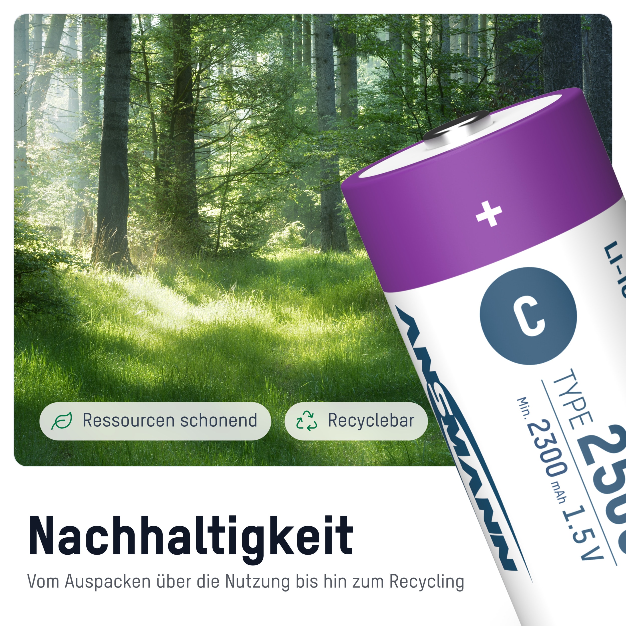 ANSMANN Li-Ion Baby-C-Akku, Typ 2500 (min. 2300mAh), 2 Stück ANSMANN Li-Ion Baby-C-Akku, Typ 2500 (min. 2300mAh), 2 Stück