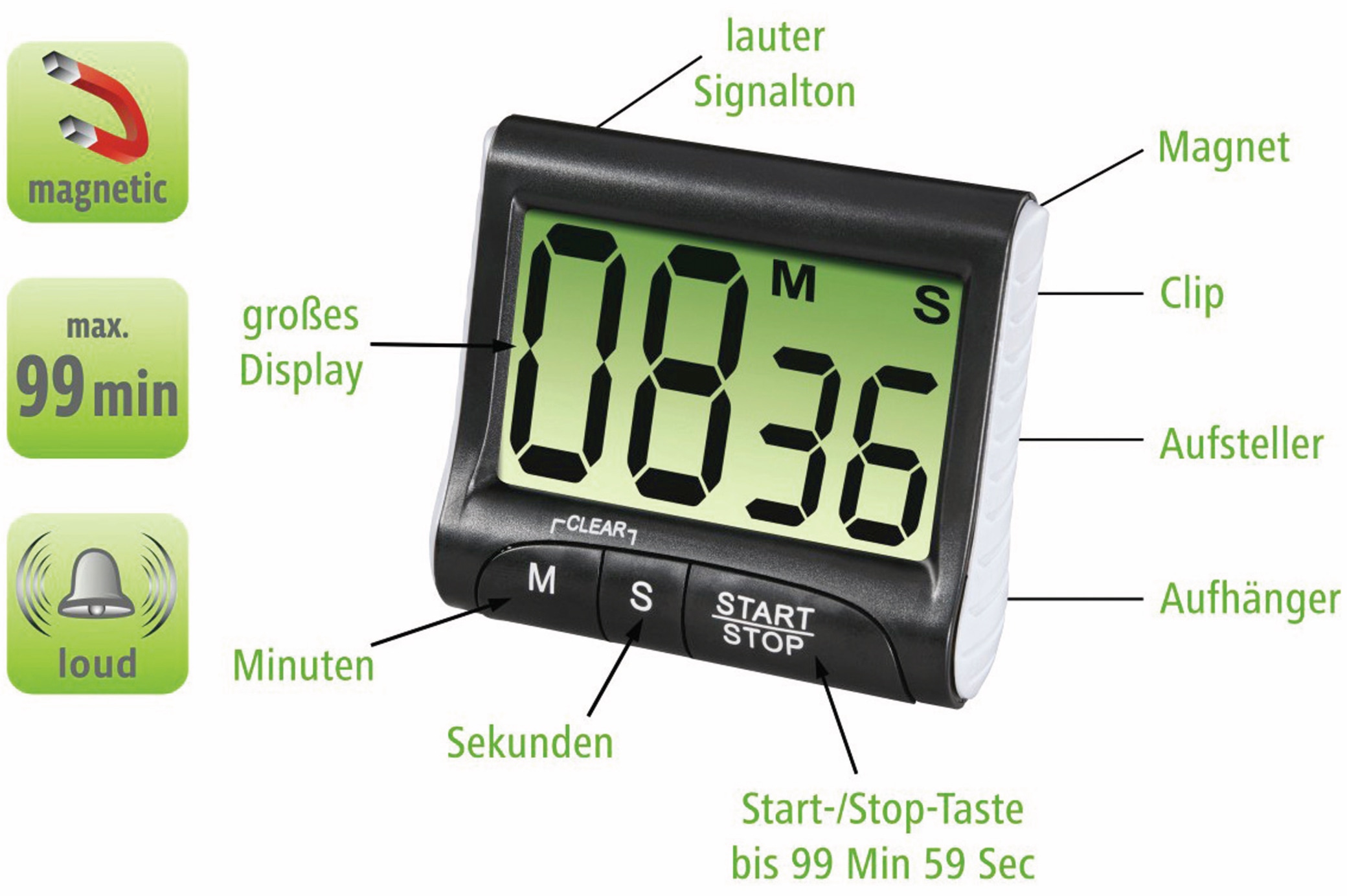 XAVAX Küchentimer Countdown, schwarz XAVAX Küchentimer Countdown, schwarz