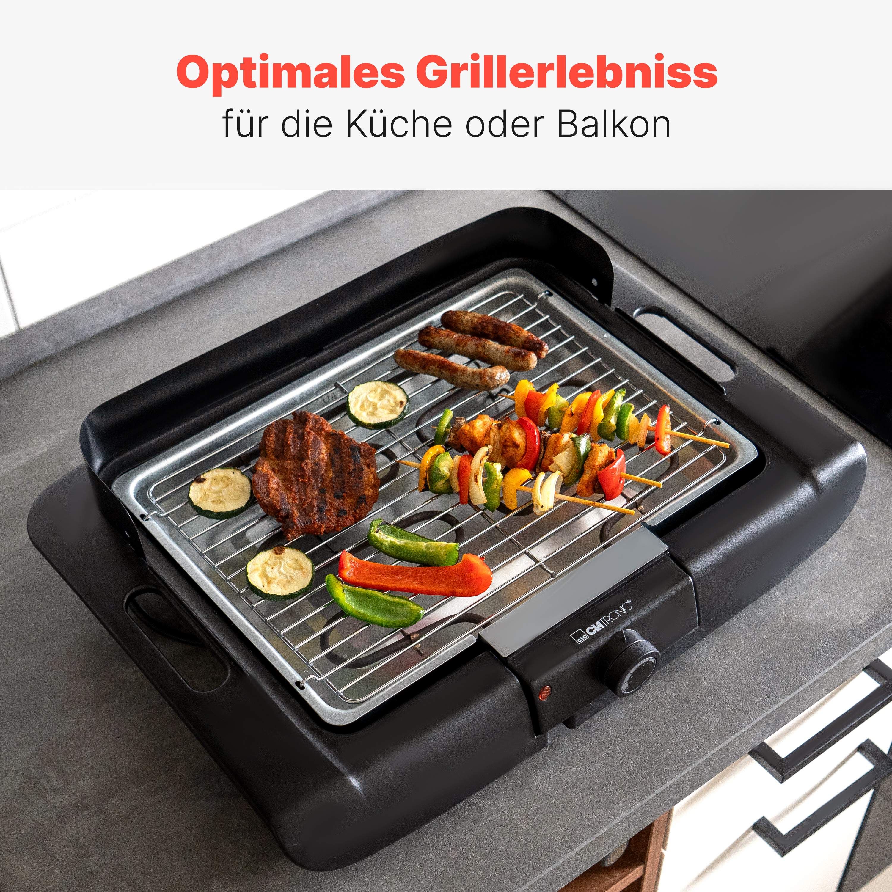CLATRONIC Barbecue-Tischgrill BQ 3841, Elektrogrill, Schwarz, 2000 W CLATRONIC Barbecue-Tischgrill BQ 3841, Elektrogrill, Schwarz, 2000 W