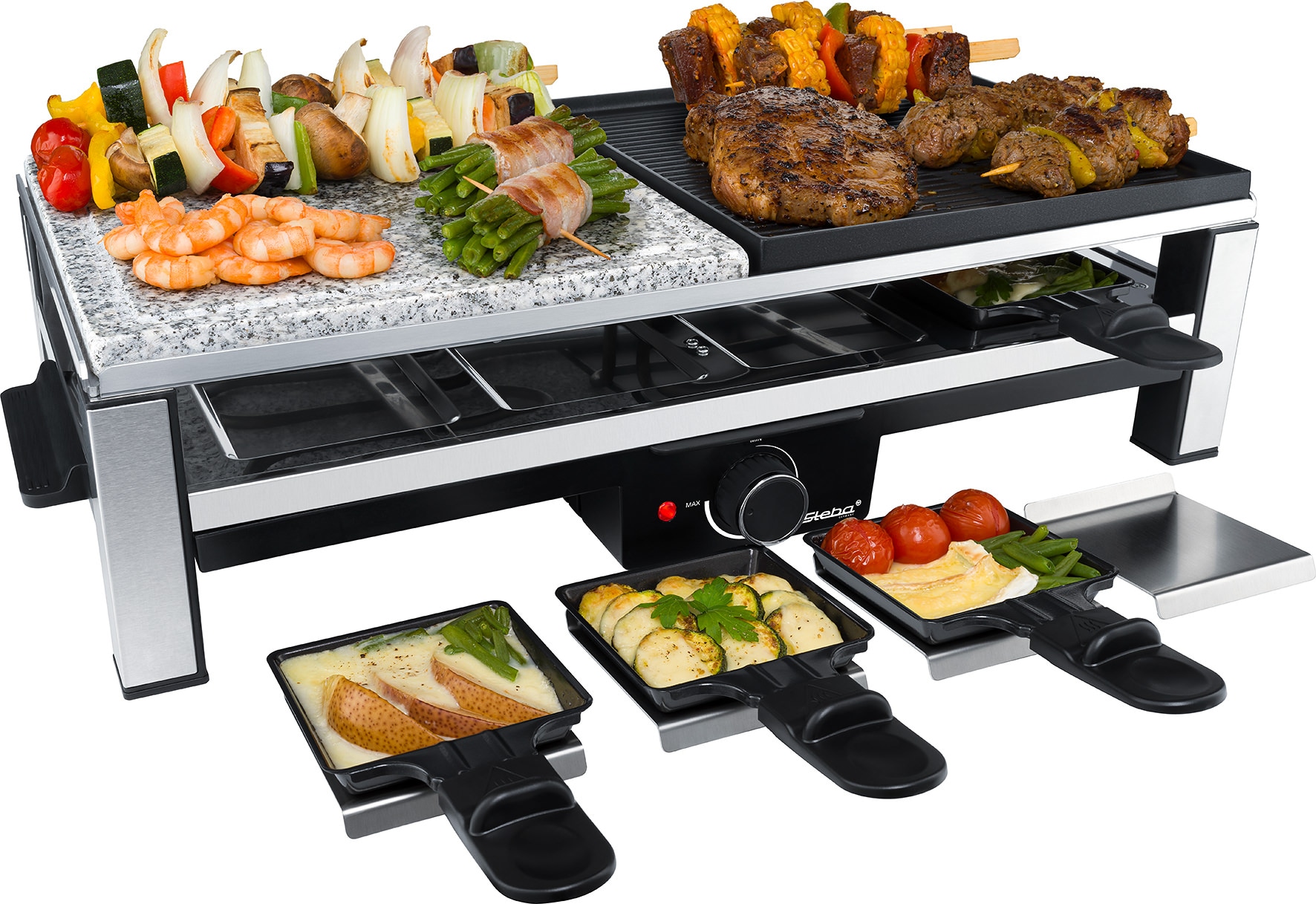 STEBA Multi Raclette RC 108, Naturstein & Alu-Druckguss, Grillfläche 50 x 25 cm STEBA Multi Raclette RC 108, Naturstein & Alu-Druckguss, Grillfläche 50 x 25 cm