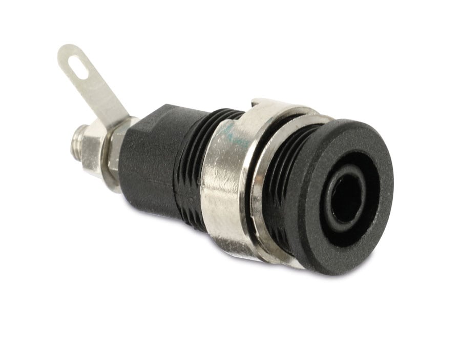 Sicherheits-Einbaubuchse, CAT III, 32 A, 4 mm, schwarz Sicherheits-Einbaubuchse, CAT III, 32 A, 4 mm, schwarz