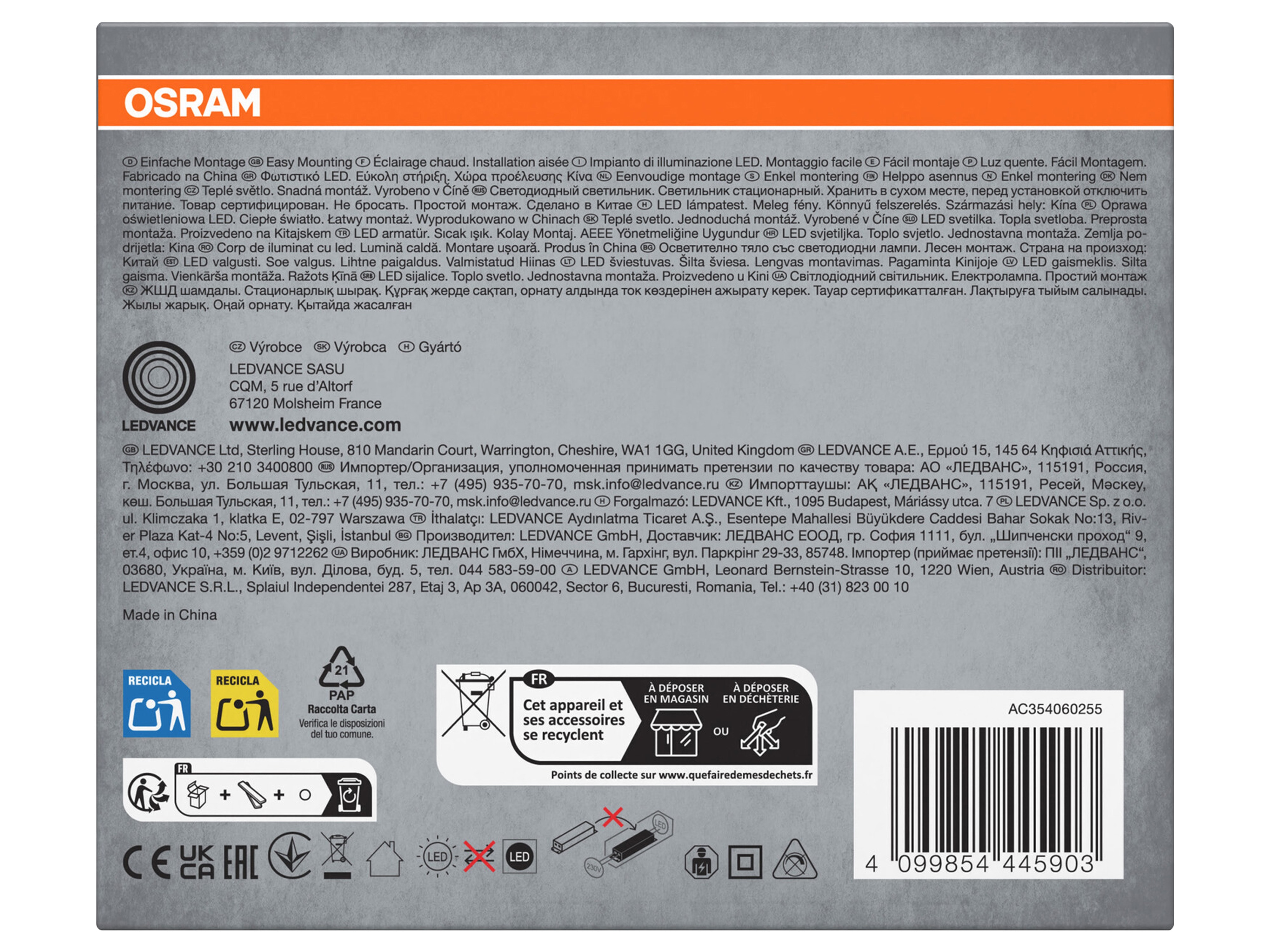 OSRAM LED-Einbauleuchte ultra slim, 8W, 550lm, 3000K, IP20, warmweiß, Ø 120 mm, 3 Stück OSRAM LED-Einbauleuchte ultra slim, 8W, 550lm, 3000K, IP20, warmweiß, Ø 120 mm, 3 Stück