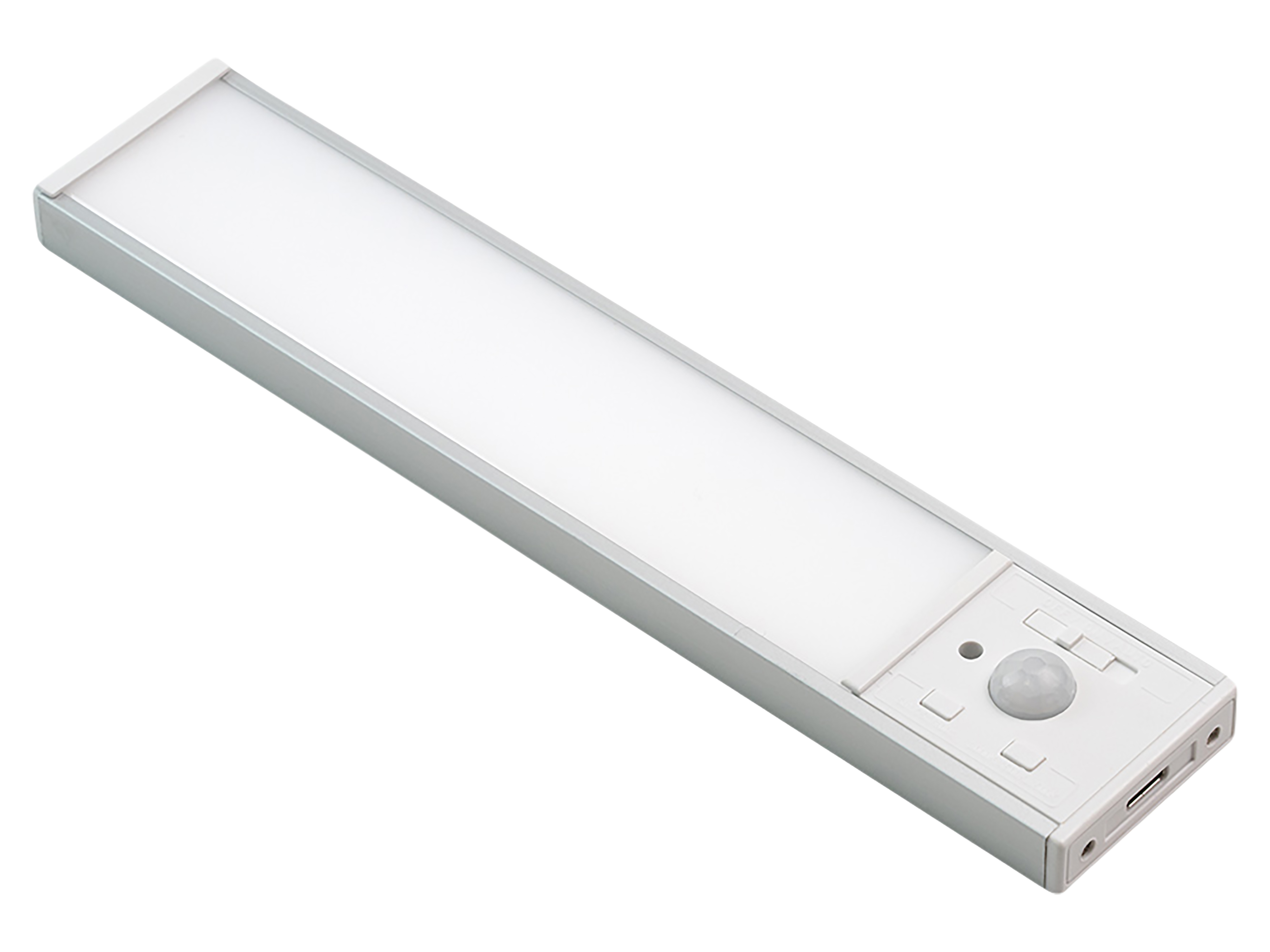LUXULA LED-Schrankleuchte mit Bewegungsmelder, 2,2W, 450lm, CCT, IP20, dimmbar, silber, 20cm
