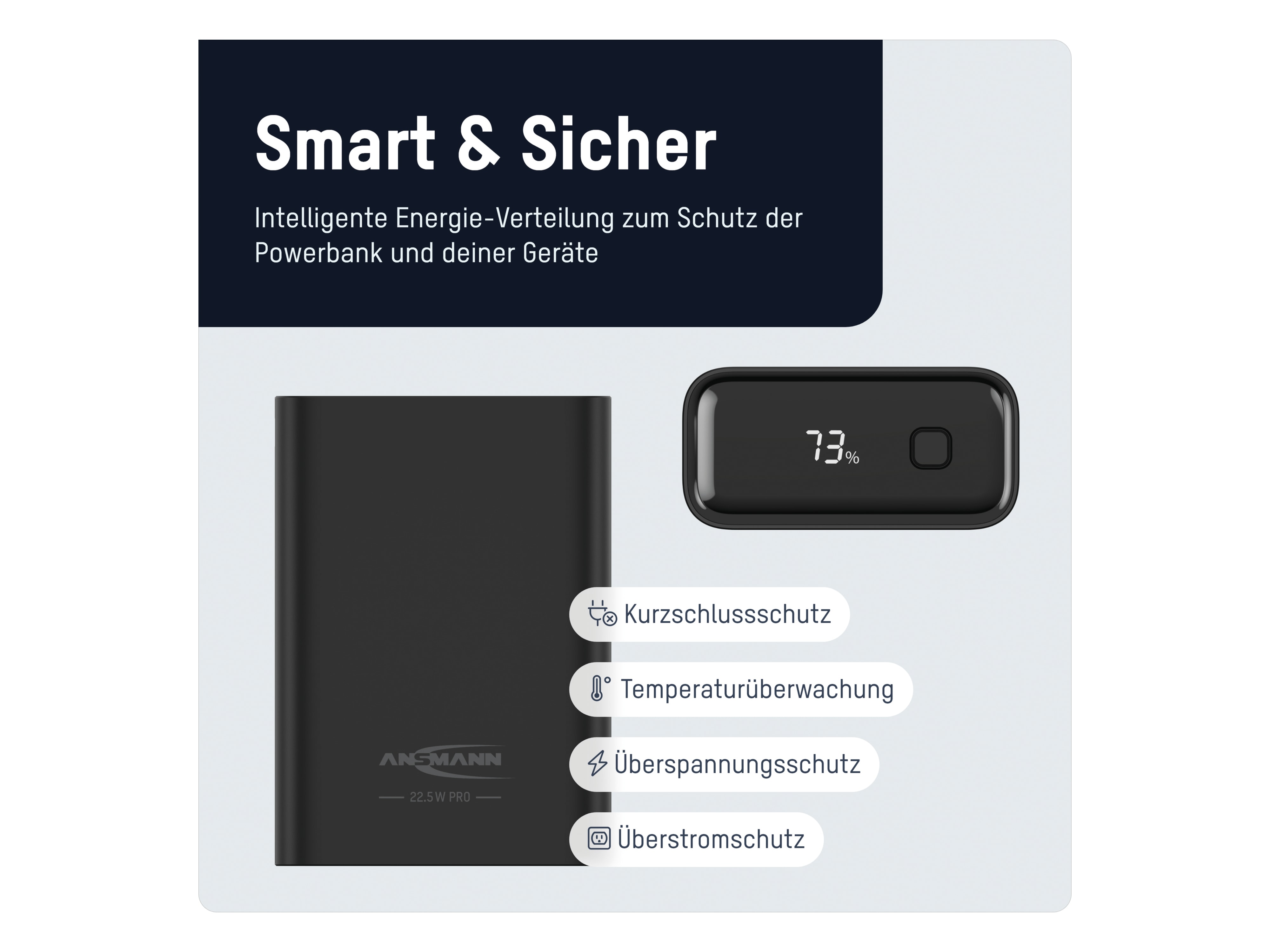 ANSMANN Powerbank PB222PD, 20000 mAh, 1xUSB-A, 1xUSB-C, schwarz ANSMANN Powerbank PB222PD, 20000 mAh, 1xUSB-A, 1xUSB-C, schwarz