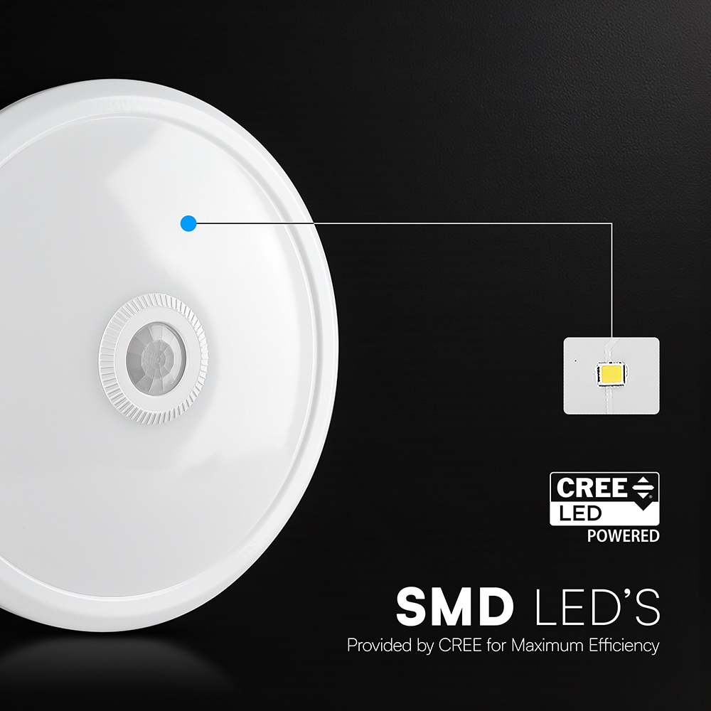 V-TAC LED-Deckenleuchte VT-218086, EEK: F, 12W, 1000lm, 4000K, 120°, IR, Ø29cm