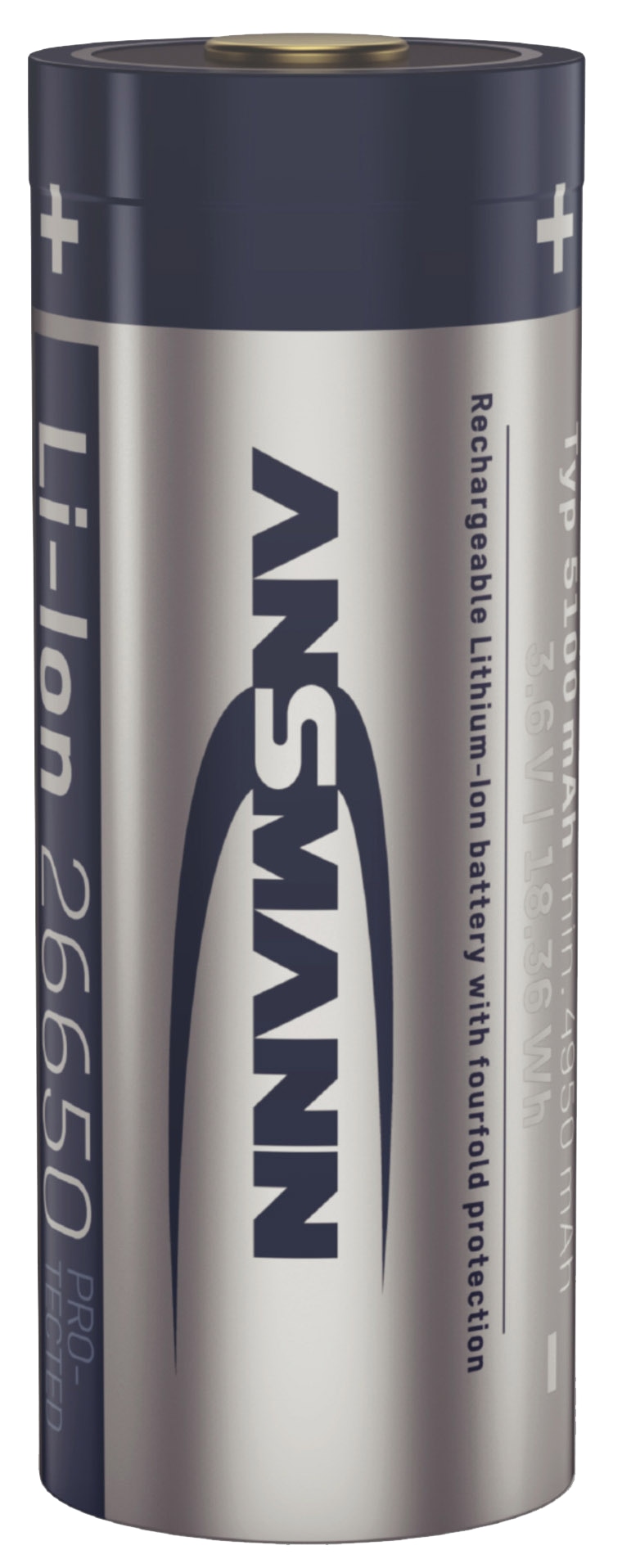 ANSMANN Li-Ion-Spezial-Akku 26650, 3,6 V, 5100mAh, mit USB-C Ladebuchse ANSMANN Li-Ion-Spezial-Akku 26650, 3,6 V, 5100mAh, mit USB-C Ladebuchse