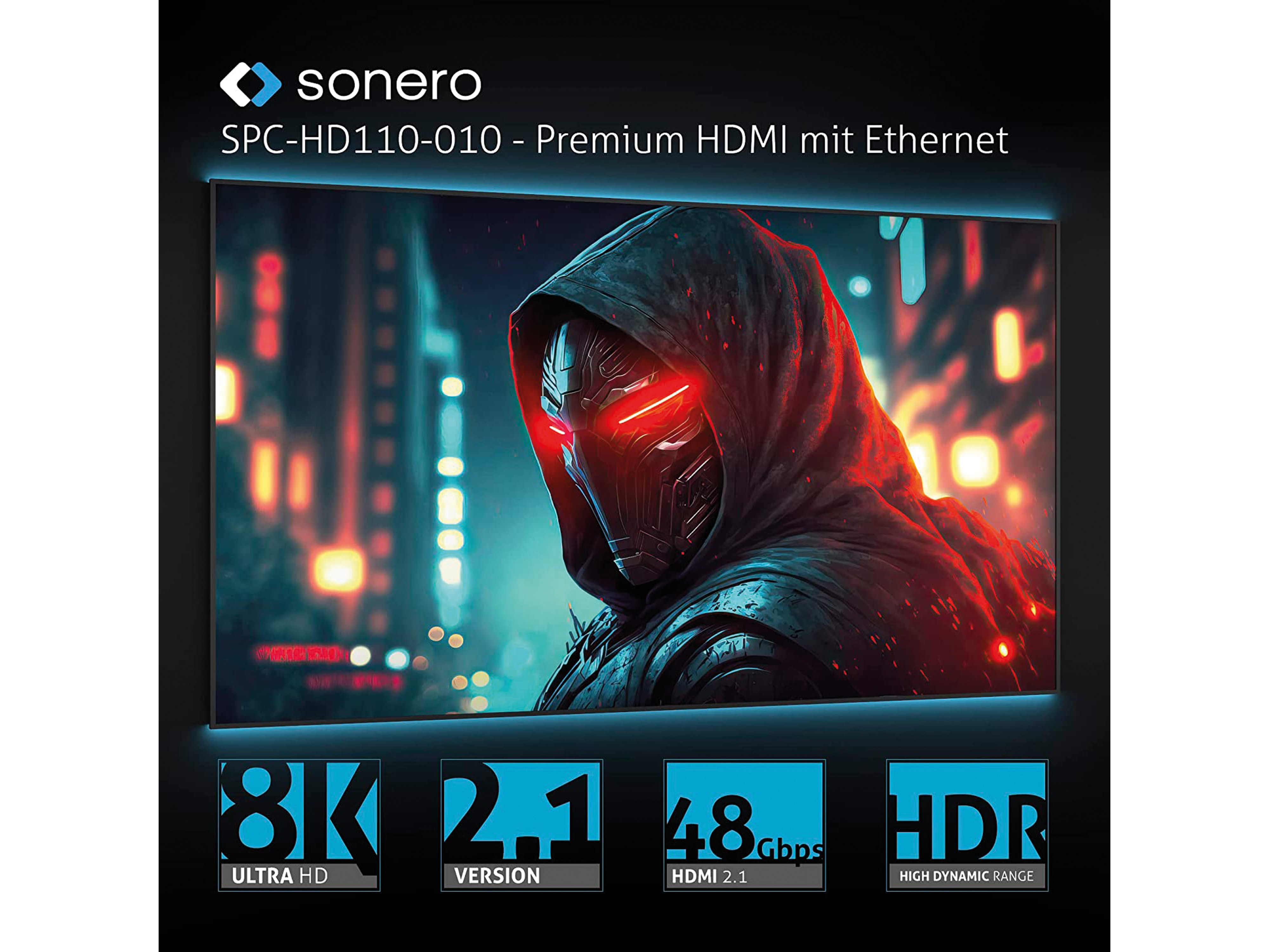 SONERO HDMI-Kabel, 8K60, grau/blau, 2 m SONERO HDMI-Kabel, 8K60, grau/blau, 2 m