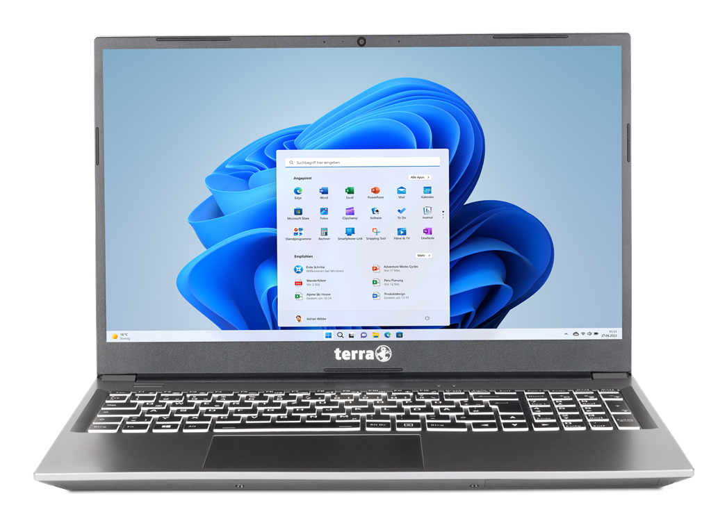 TERRA Notebook Mobile 1517R i3-1315U W11, 39,6cm (15,6"), FullHD, Intel® Core™ i3-1315U, 8GB DDR4, 500GB SSD, Windows 11 Home TERRA Notebook Mobile 1517R i3-1315U W11, 39,6cm (15,6"), FullHD, Intel® Core™ i3-1315U, 8GB DDR4, 500GB SSD, Windows 11 Home