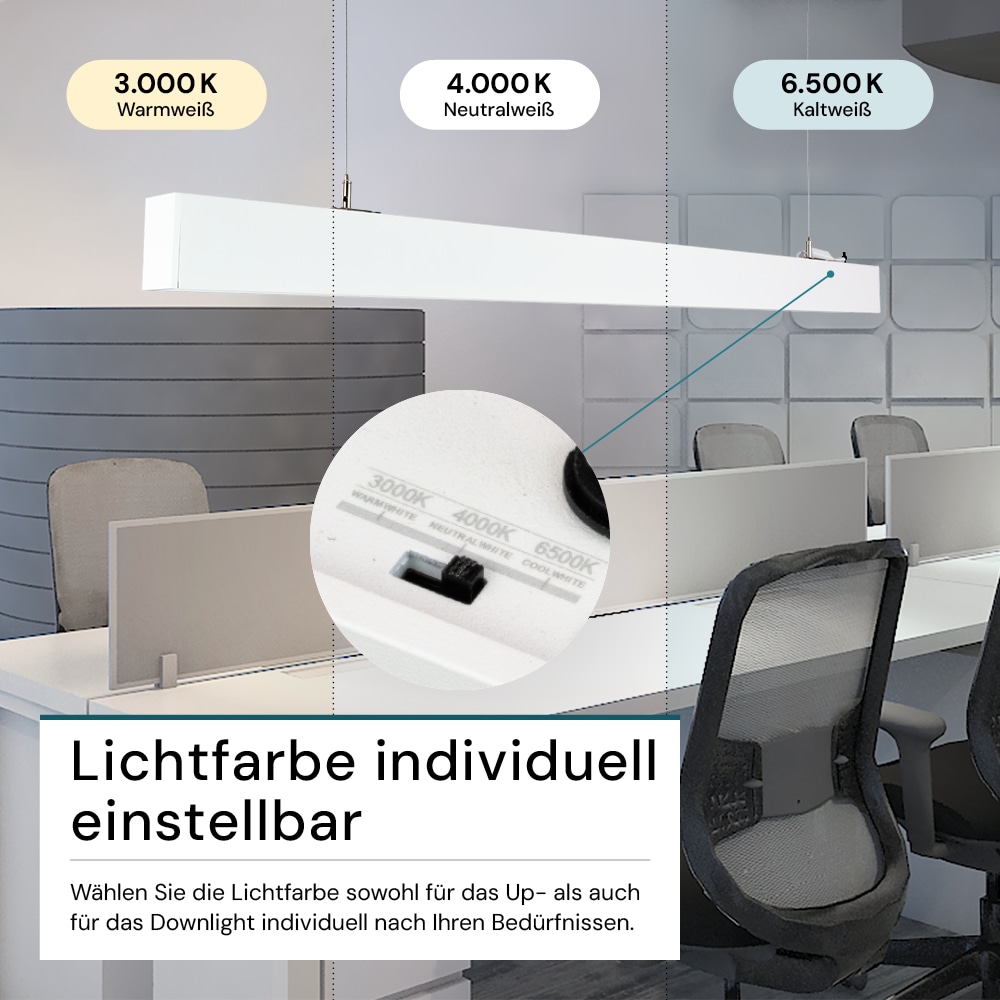 LUXULA LED-Büro-/Tresenleuchte, 30W, 3000/4000/6500K, EEK: E, 3600lm, IP20, weiß LUXULA LED-Büro-/Tresenleuchte, 30W, 3000/4000/6500K, EEK: E, 3600lm, IP20, weiß