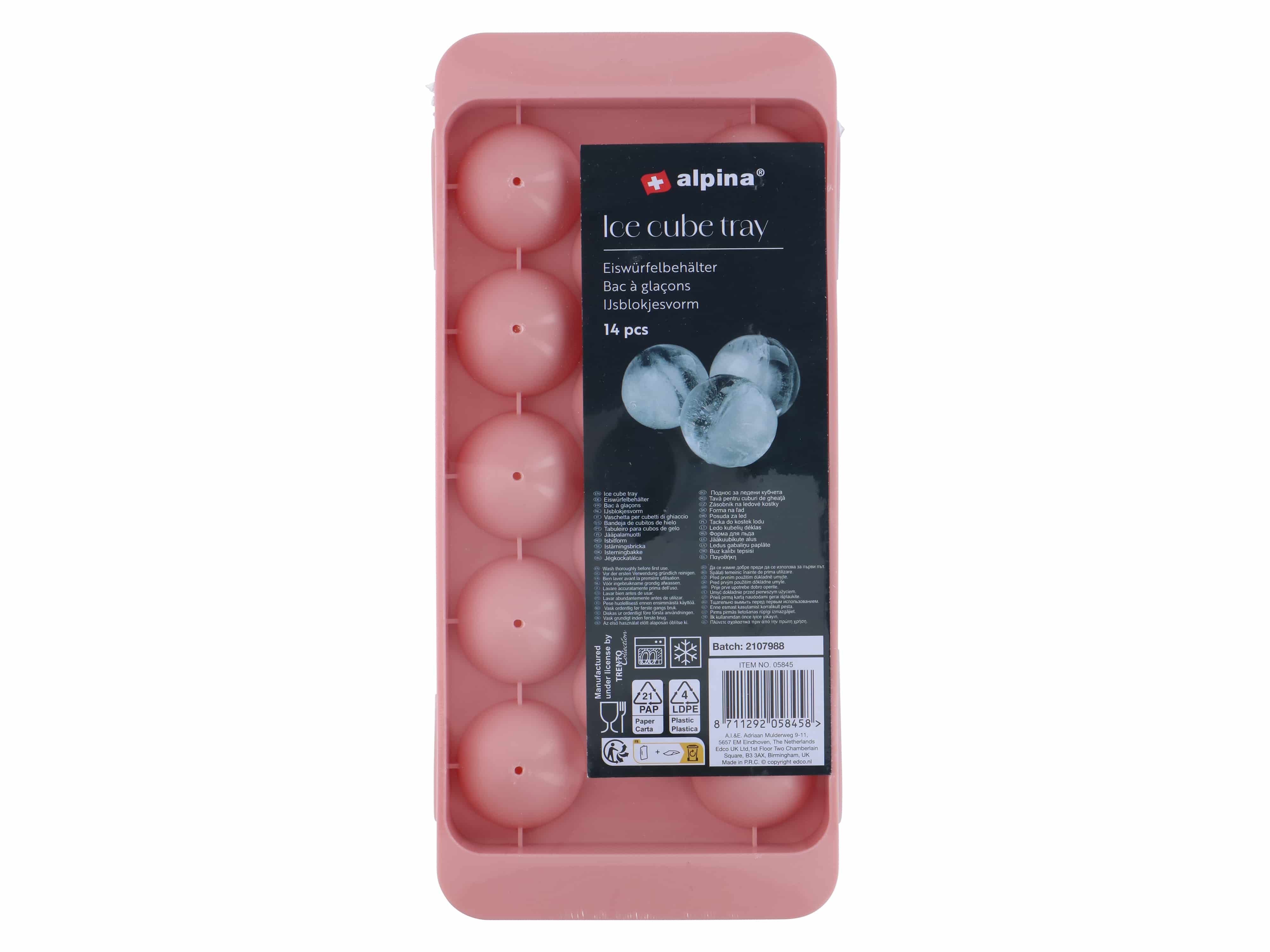 ALPINA Eiswürfelbehälter, Kugelform, rosafarbig ALPINA Eiswürfelbehälter, Kugelform, rosafarbig