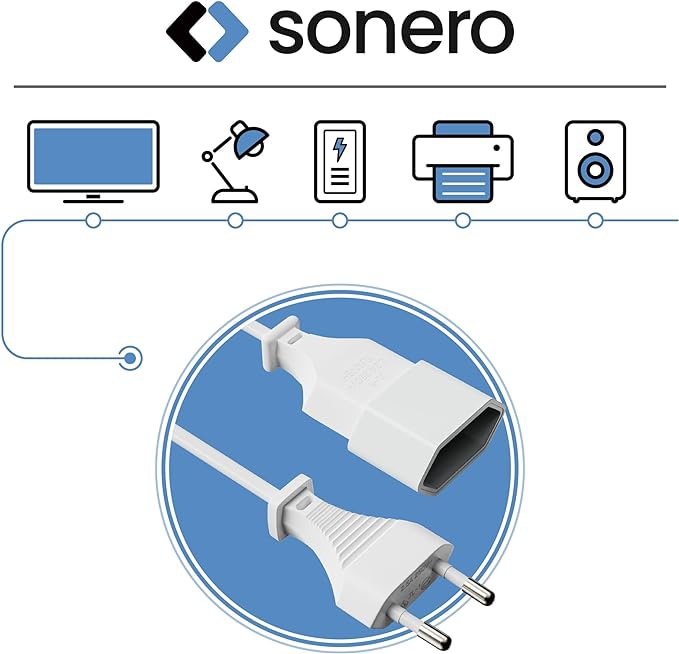SONERO Netzkabel Verlängerung, X-ESG-ESB-010W, gerade, weiß, 1m SONERO Netzkabel Verlängerung, X-ESG-ESB-010W, gerade, weiß, 1m