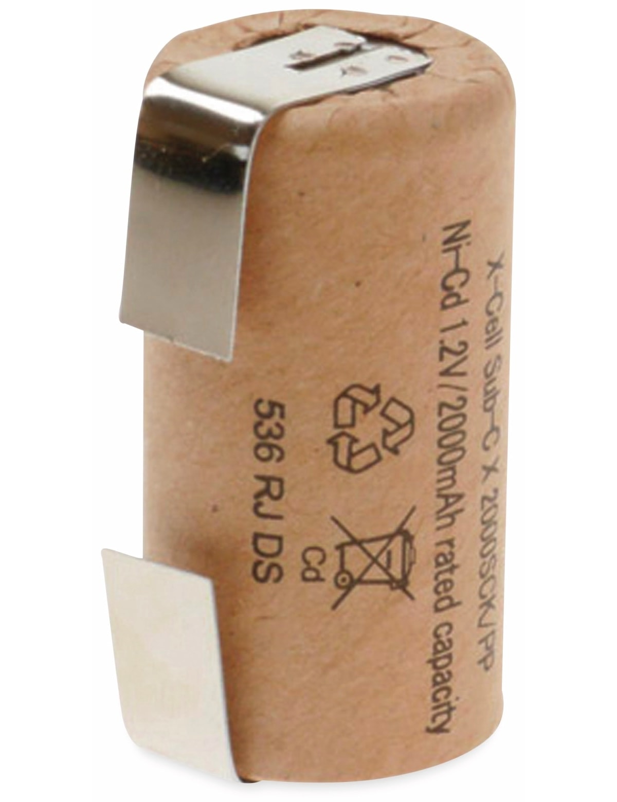 Sub-C-Zelle NiCd, 2000 mAh, Lötfahnen Sub-C-Zelle NiCd, 2000 mAh, Lötfahnen
