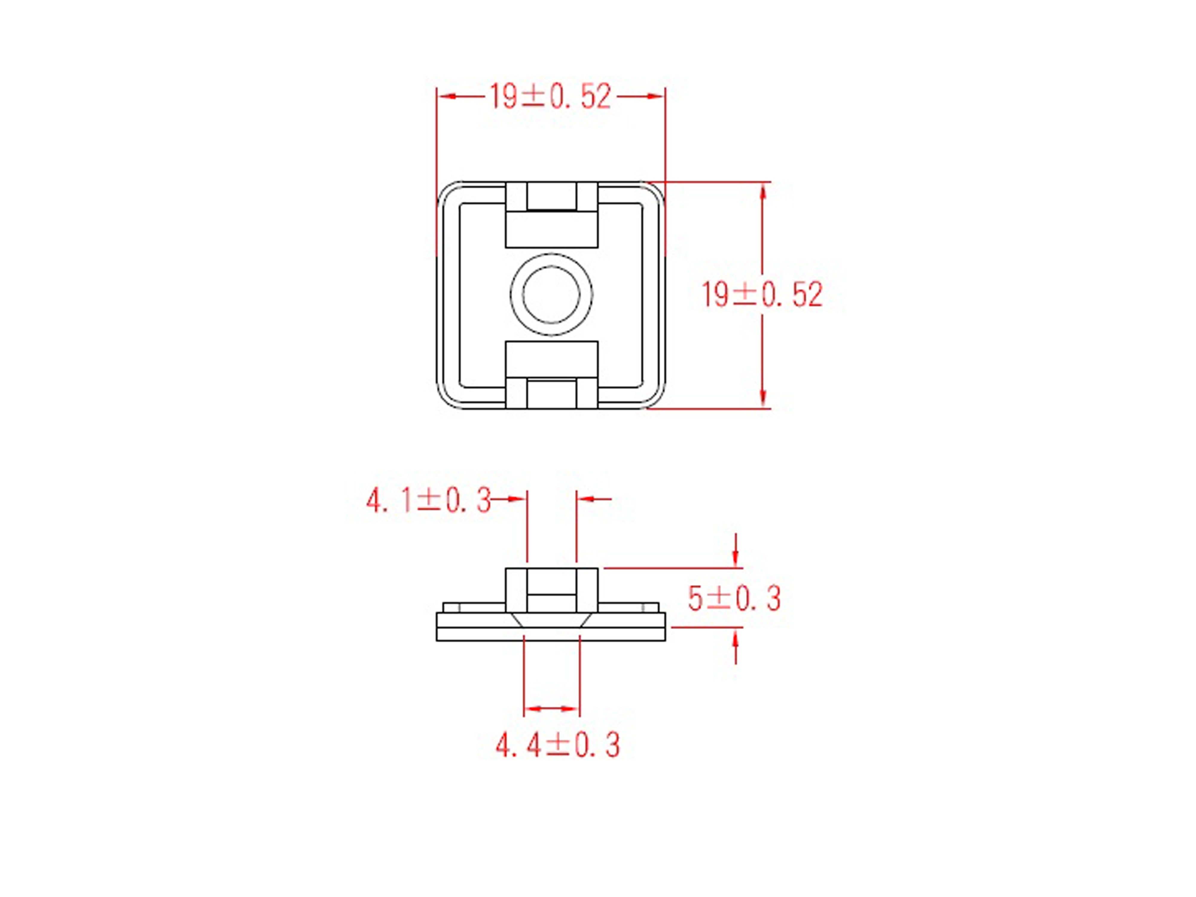 KSS Befestigungssockel selbstklebend Polyamid 6.6, Natur, L=19, B=19, 1 Stück KSS Befestigungssockel selbstklebend Polyamid 6.6, Natur, L=19, B=19, 1 Stück