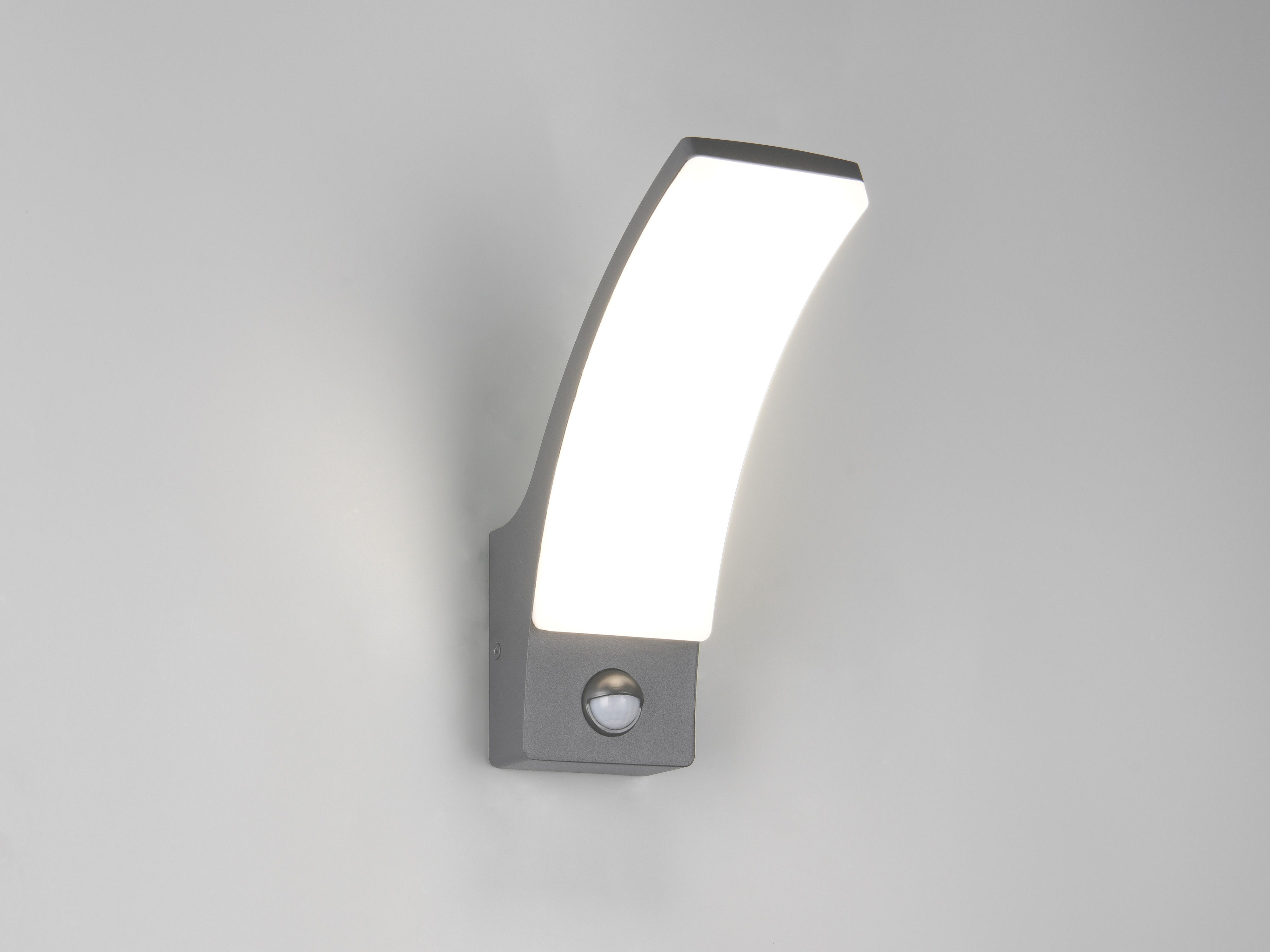 REALITY LED-Wandleuchte Beja R23359142, mit Bewegungssensor, 12,5W, 4000K, 1650lm, neutalweiß, IP44, Anthrazit