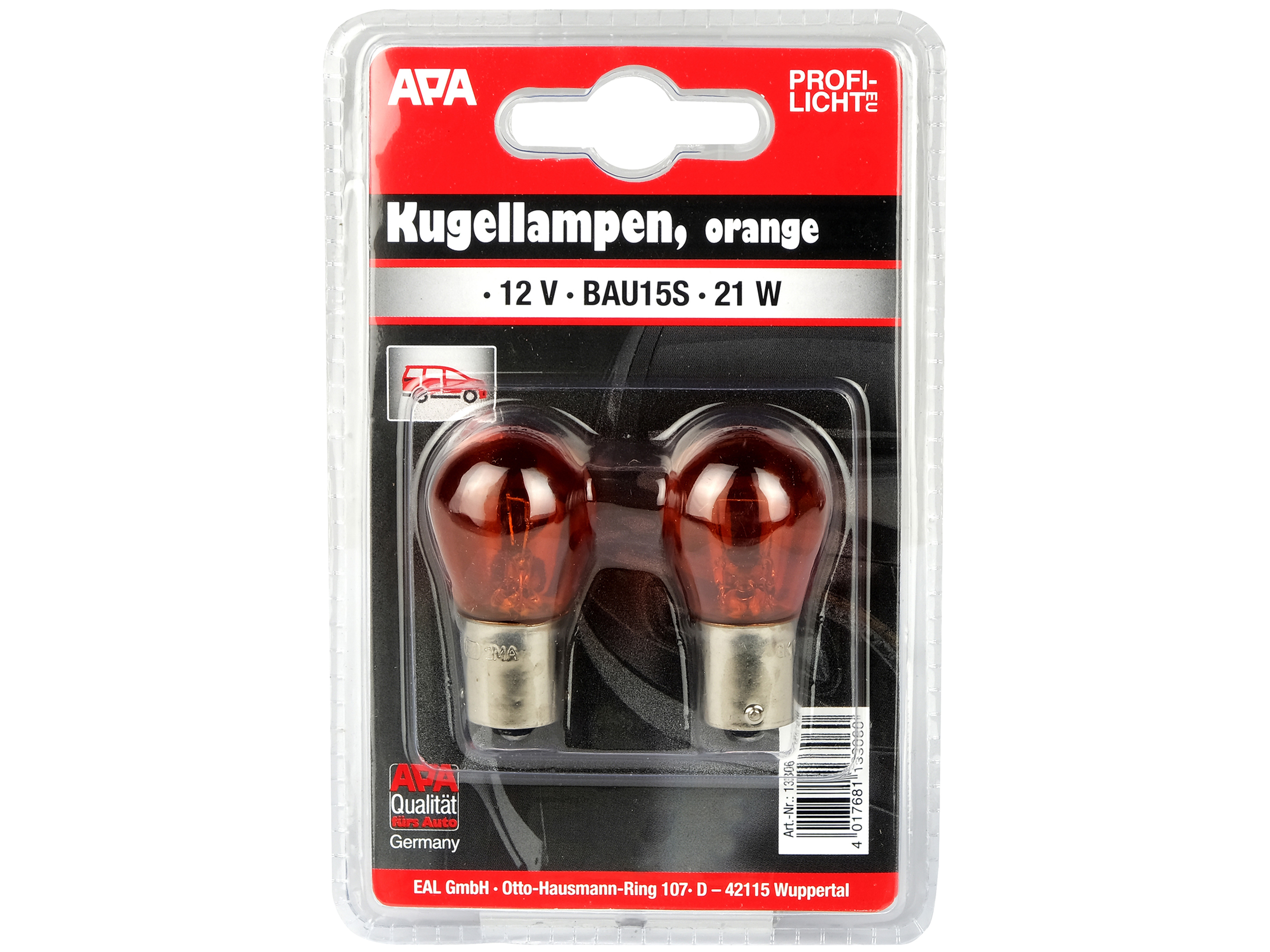 APA Glühlampe, 13306, 12 V, 21 W, BAU15S, orange, 2 Stück APA Glühlampe, 13306, 12 V, 21 W, BAU15S, orange, 2 Stück