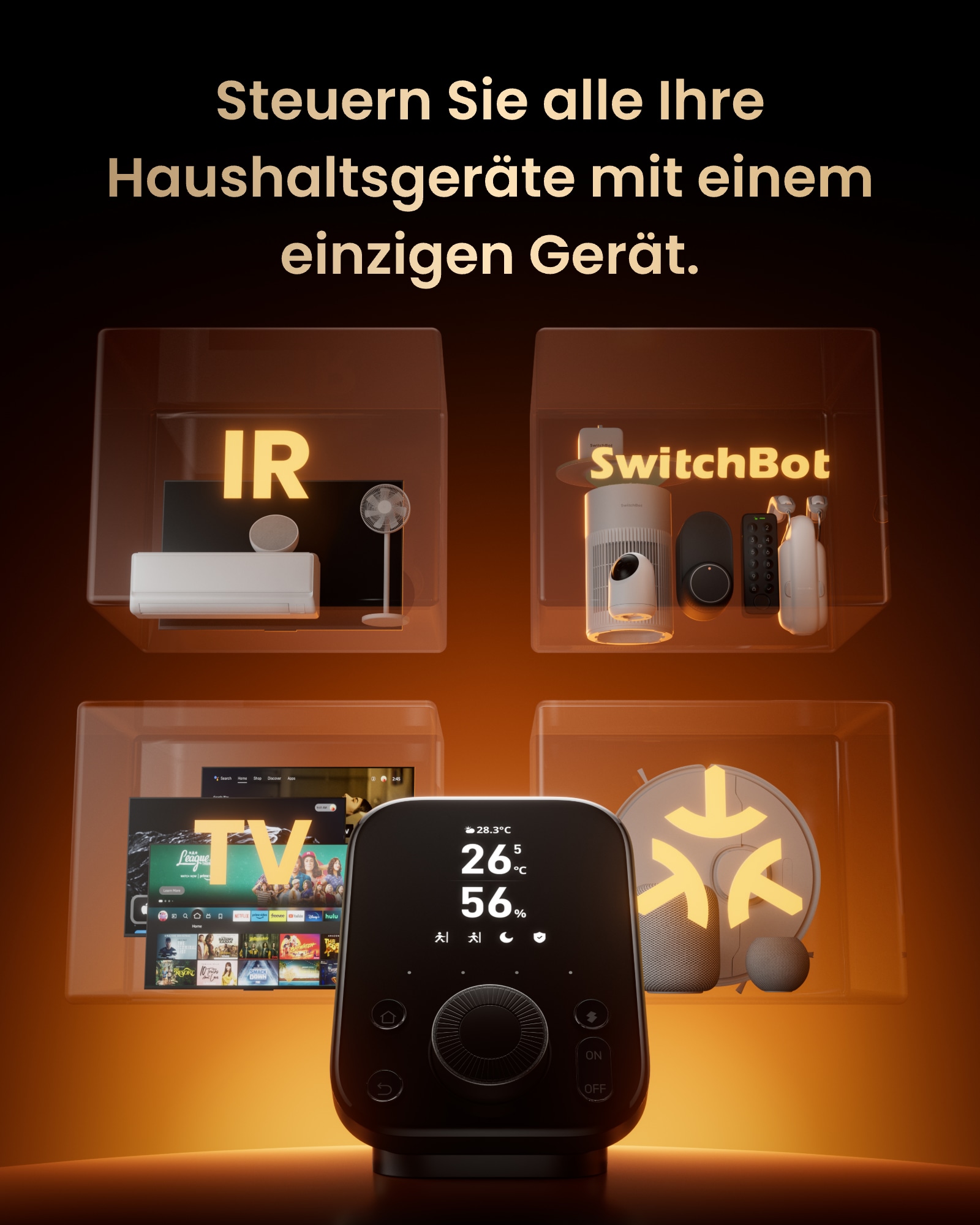 SWITCHBOT WLAN Thermo-Hygrometer, Hub 3, schwarz SWITCHBOT WLAN Thermo-Hygrometer, Hub 3, schwarz