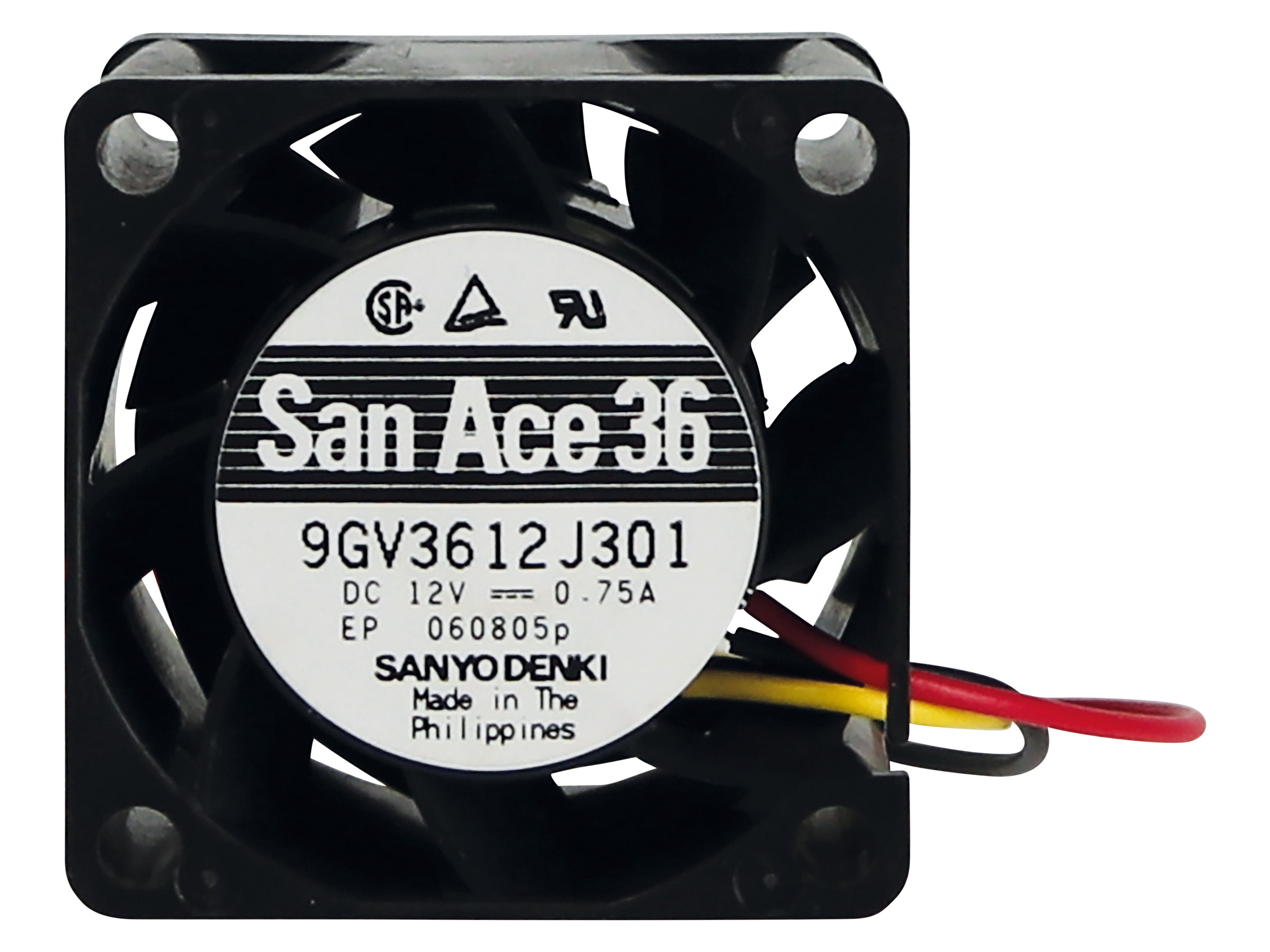 SANYO DENKI Axiallüfter San Ace 36, 9GV3612J301, 36x36 mm, 12 V-/0,75 A SANYO DENKI Axiallüfter San Ace 36, 9GV3612J301, 36x36 mm, 12 V-/0,75 A